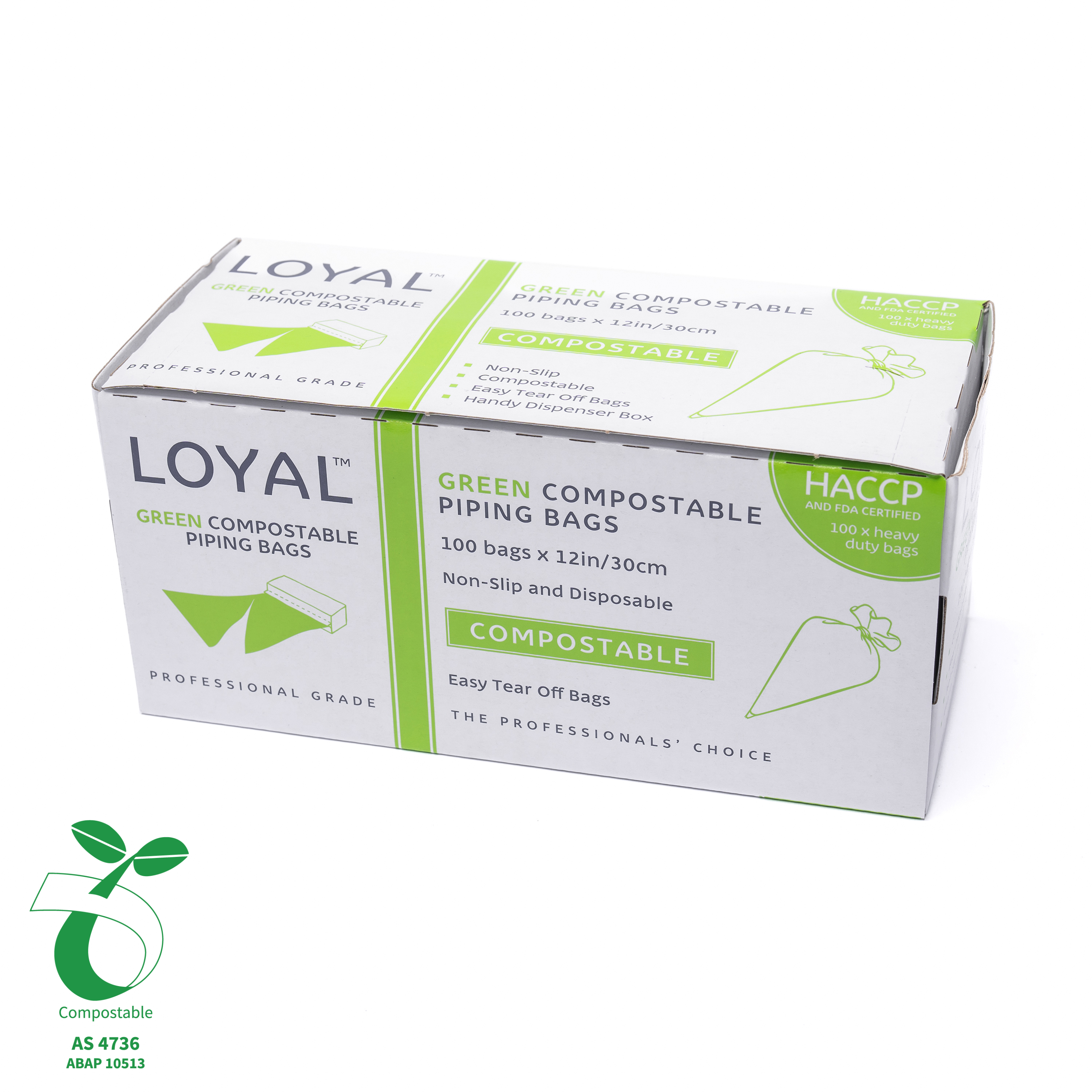 LOYAL Compostable Piping Bags Green 12 Inch 100 Piece