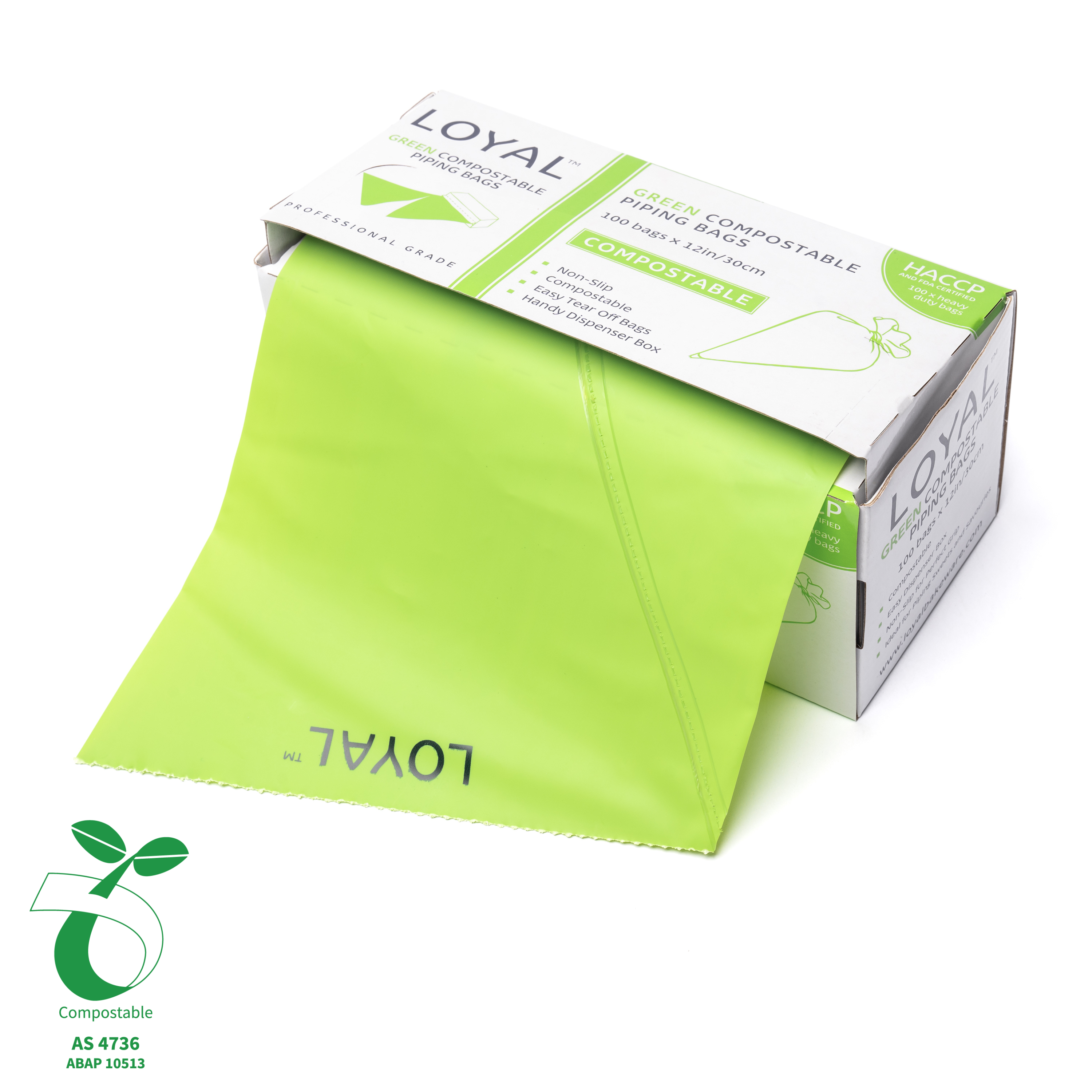 LOYAL Compostable Piping Bags Green 12 Inch 100 Piece