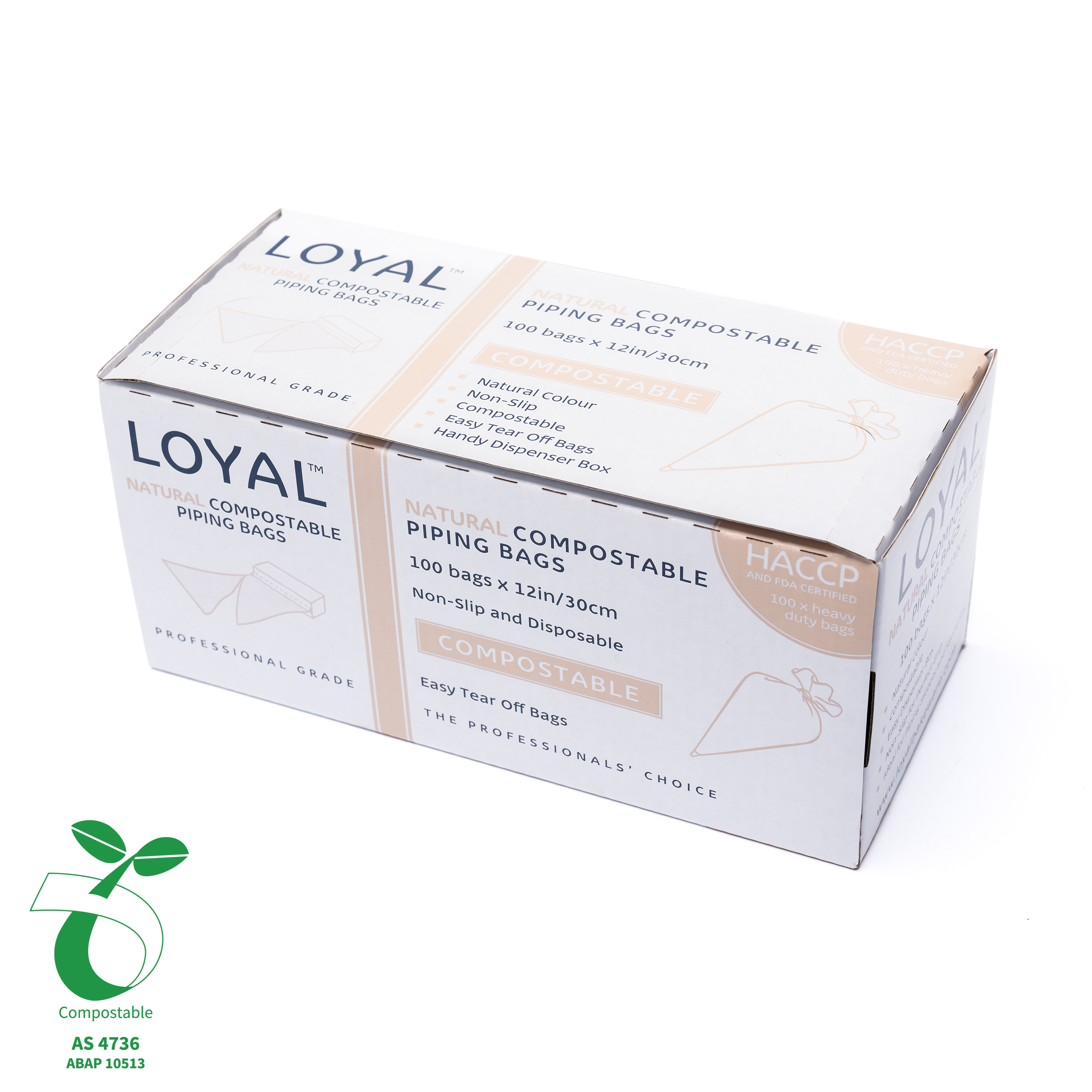 LOYAL Compostable Piping Bags Natural 12 Inch 100 Piece
