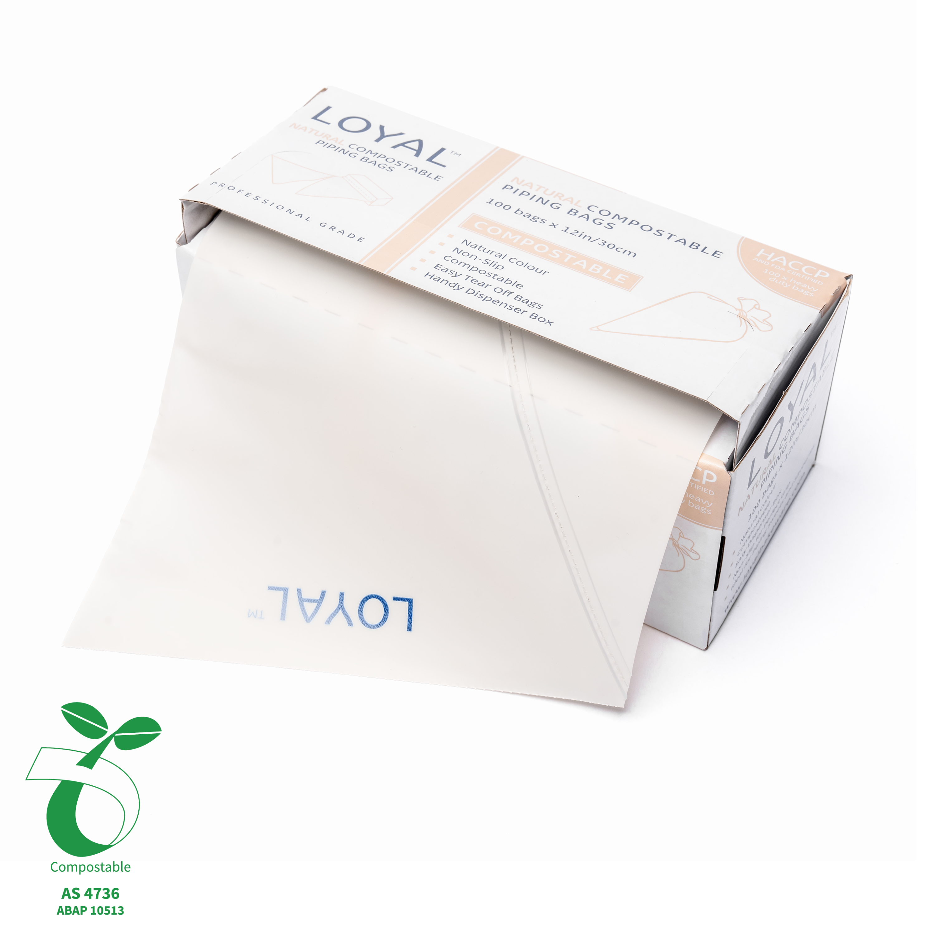 LOYAL Compostable Piping Bags Natural 12 Inch 100 Piece