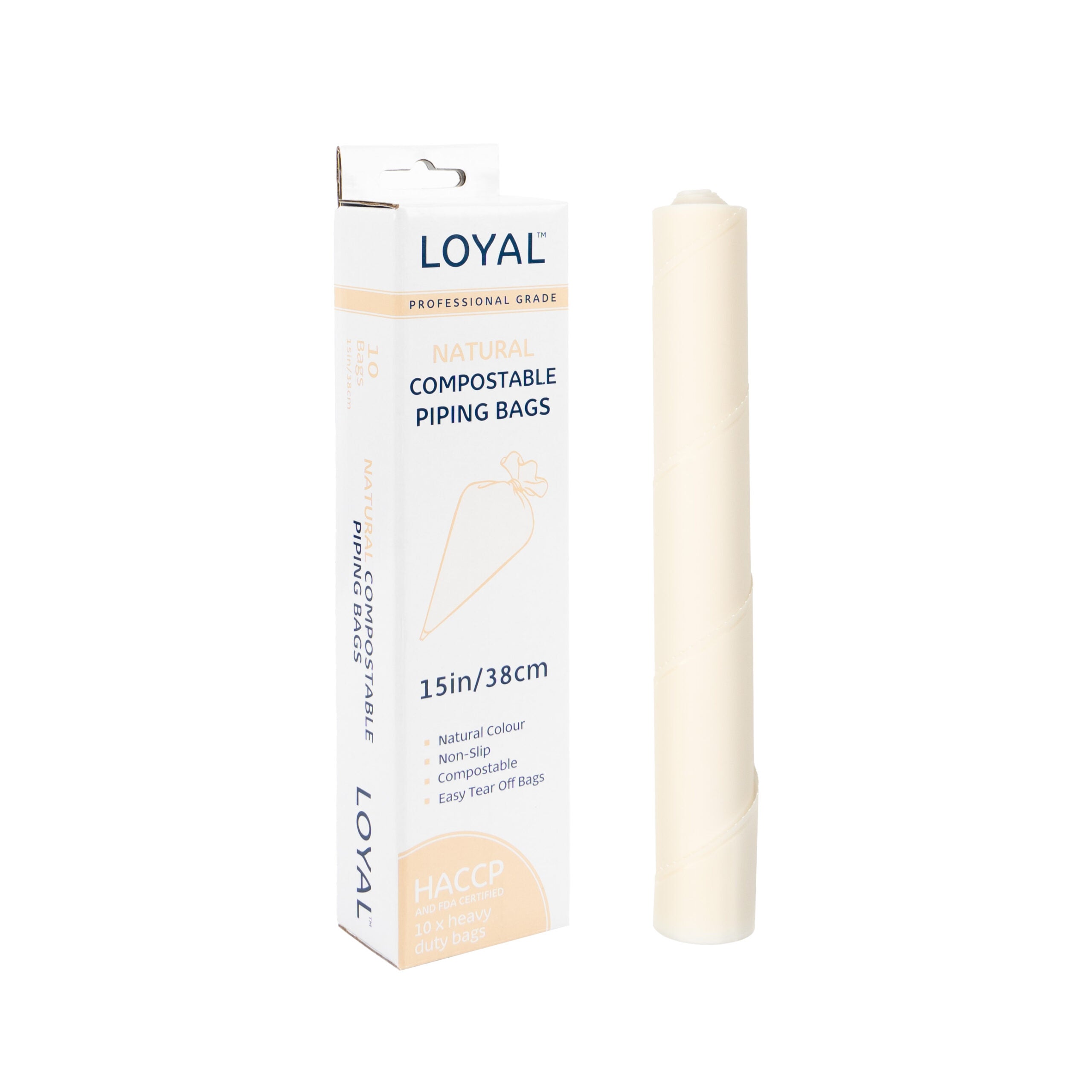 LOYAL Compostable Piping Bags Natural 15 Inch 10 Piece