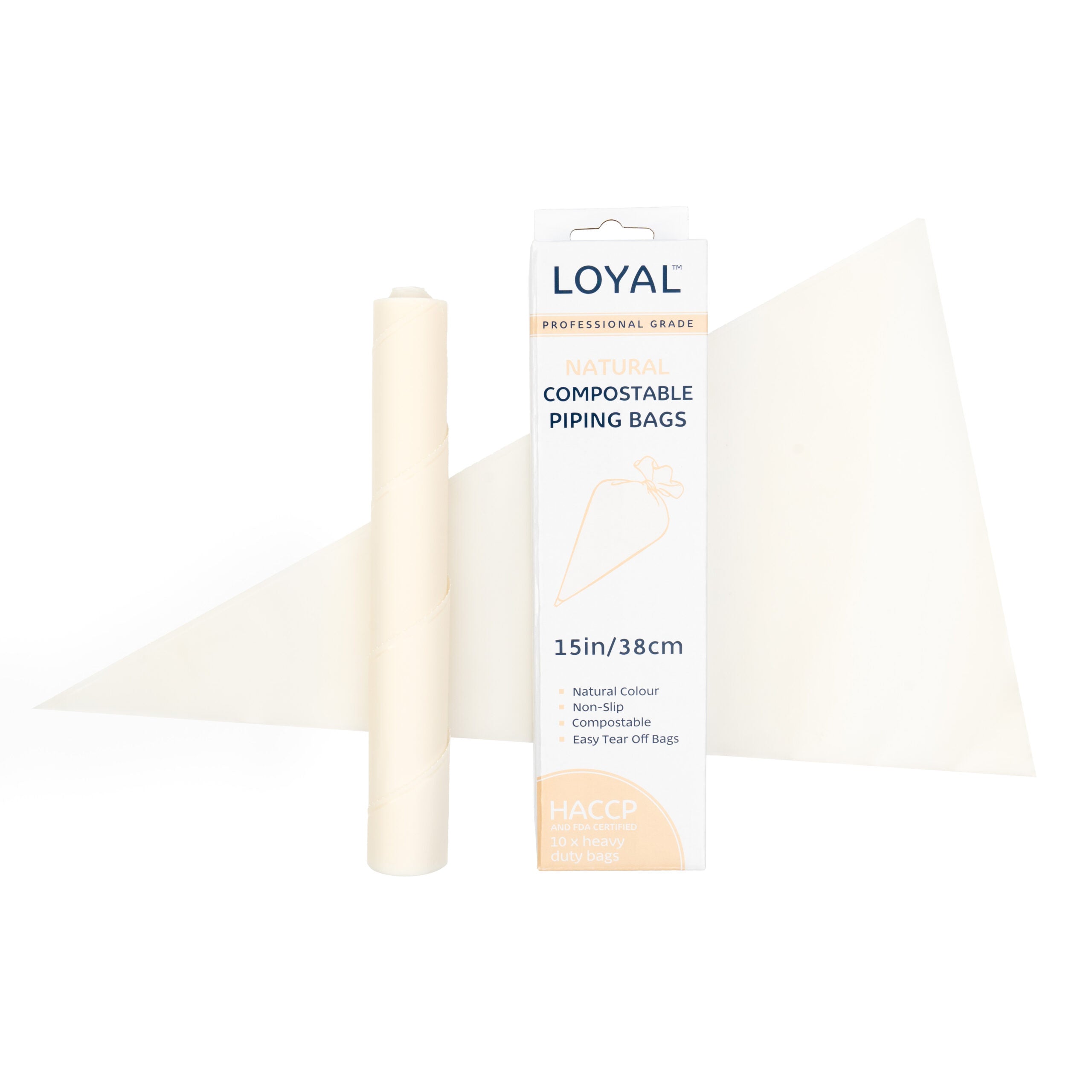 LOYAL Compostable Piping Bags Natural 15 Inch 10 Piece