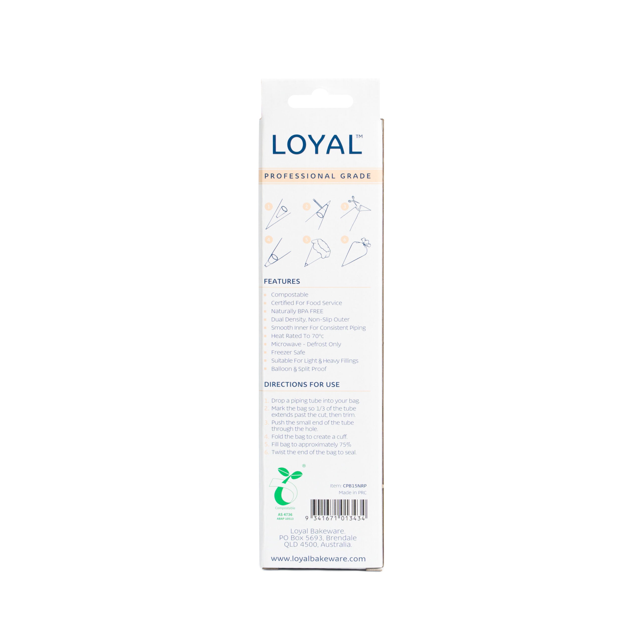LOYAL Compostable Piping Bags Natural 15 Inch 10 Piece