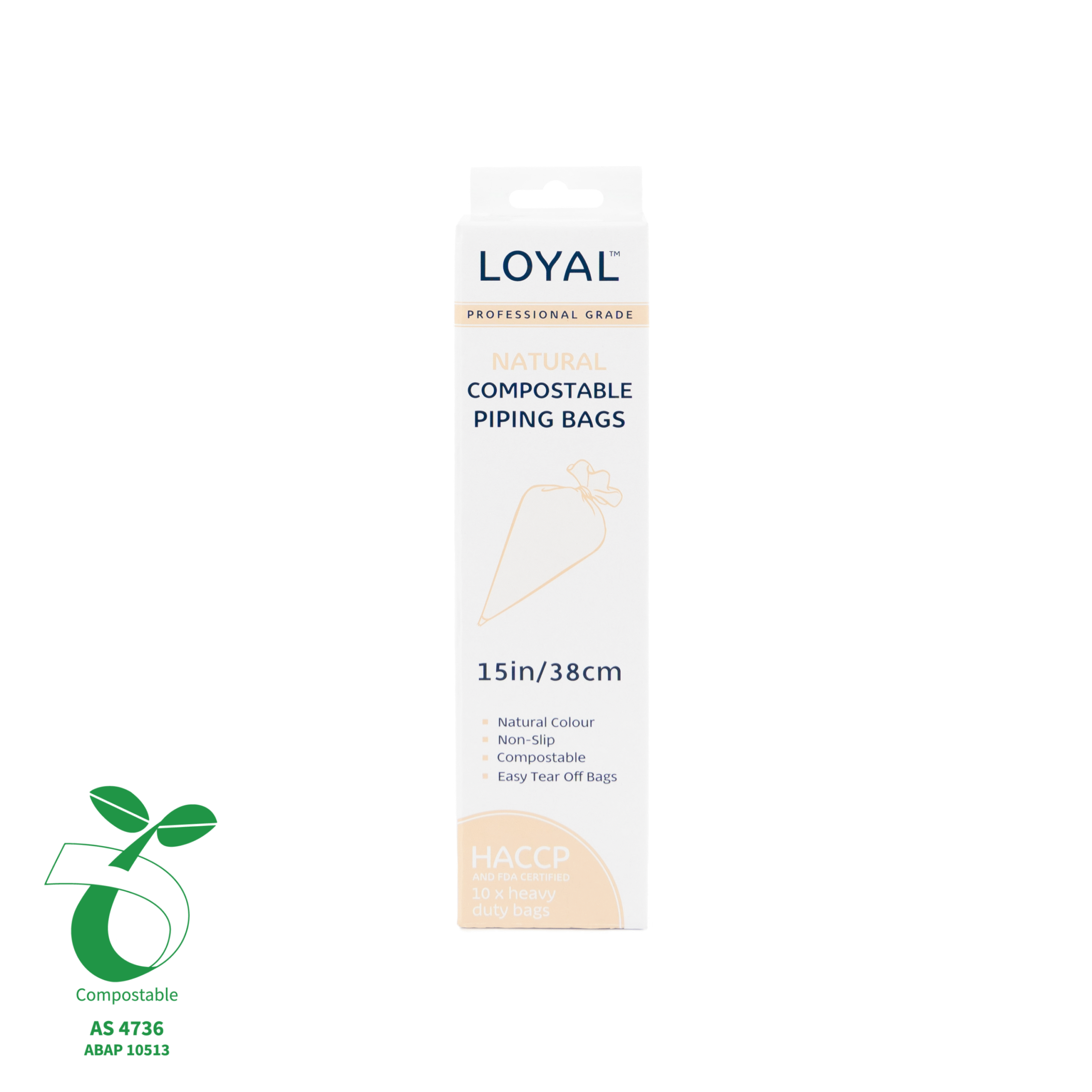 LOYAL Compostable Piping Bags Natural 15 Inch 10 Piece
