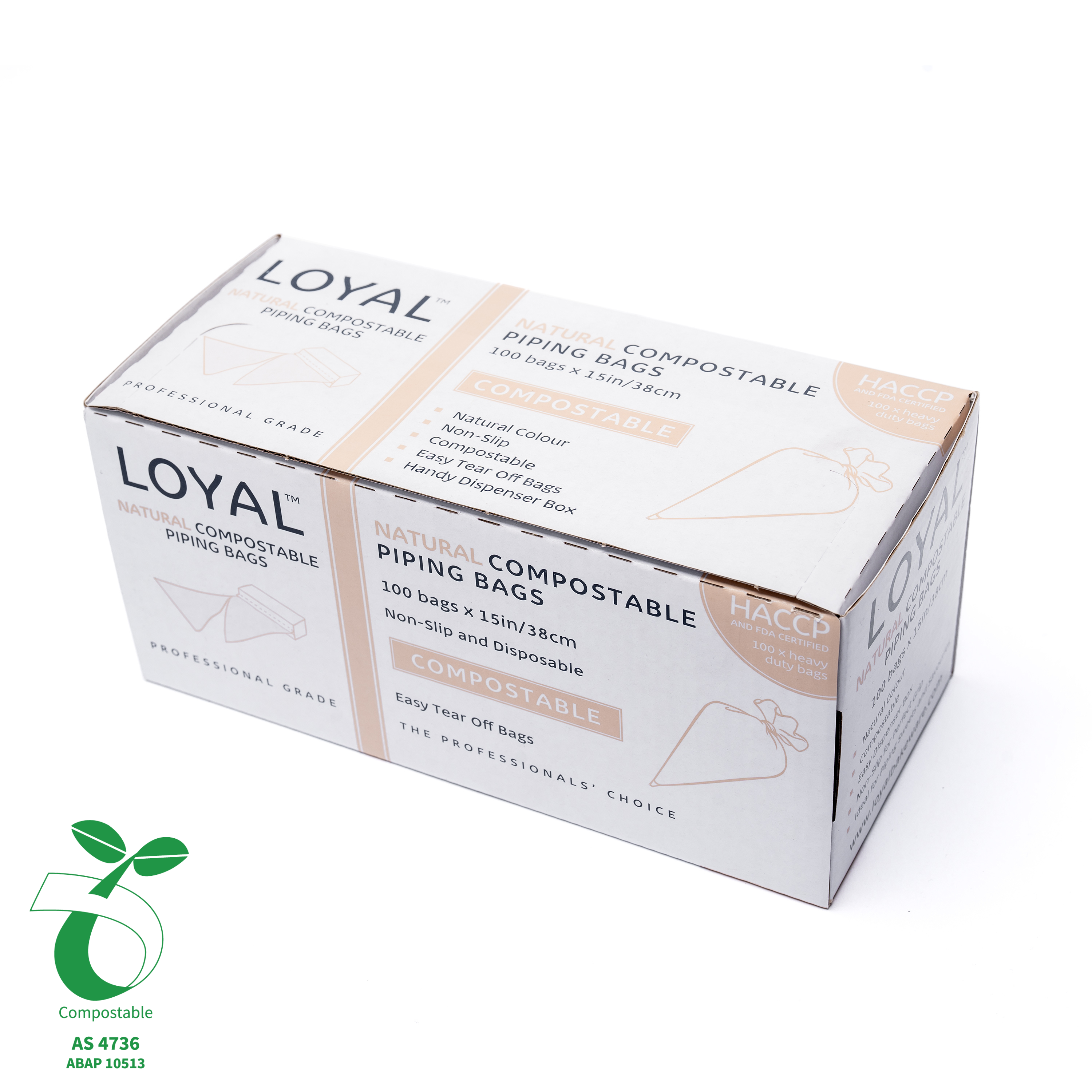 LOYAL Compostable Piping Bags Natural 15 Inch 100 Piece