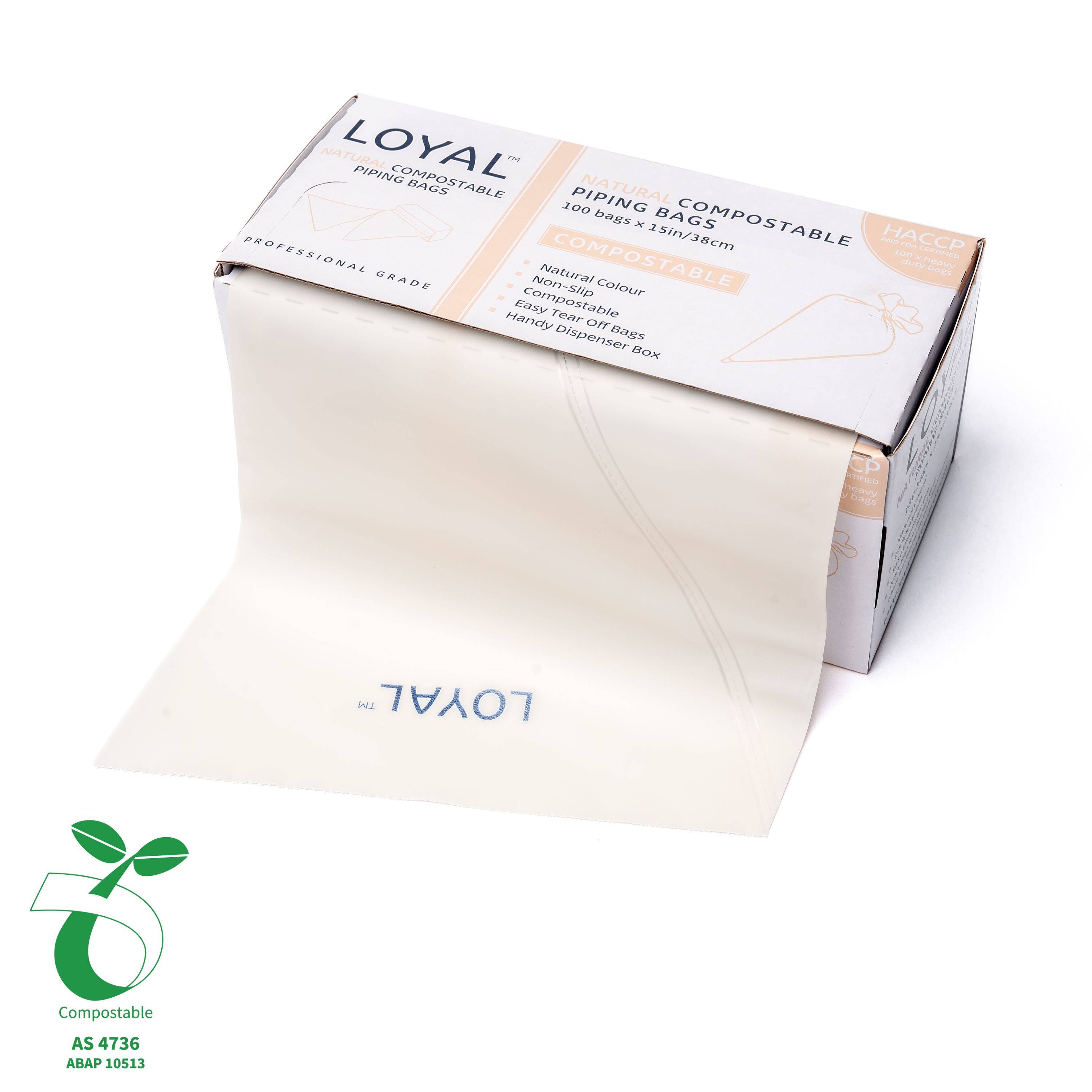 LOYAL Compostable Piping Bags Natural 15 Inch 100 Piece