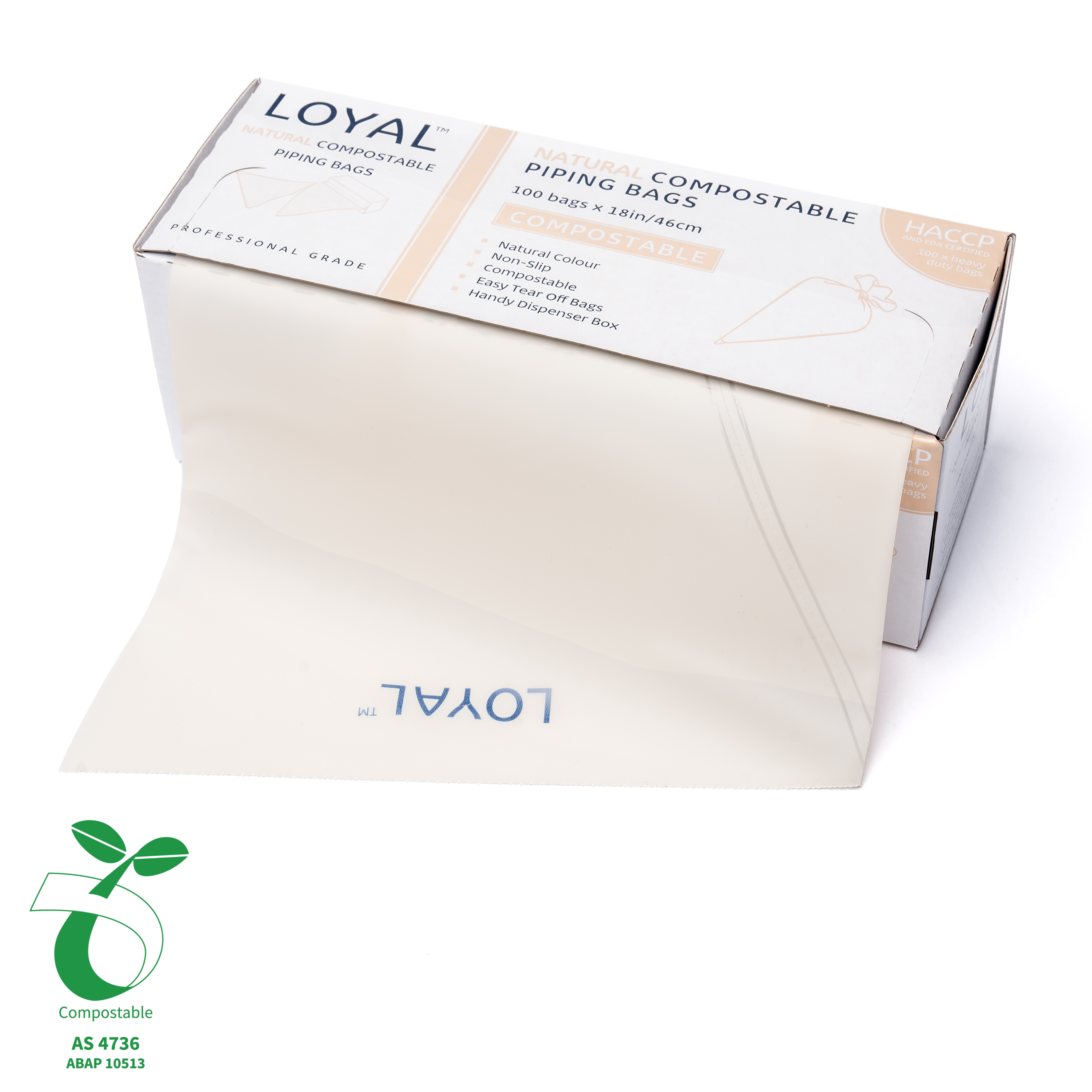 LOYAL Compostable Piping Bags Natural 18 Inch 100 Piece
