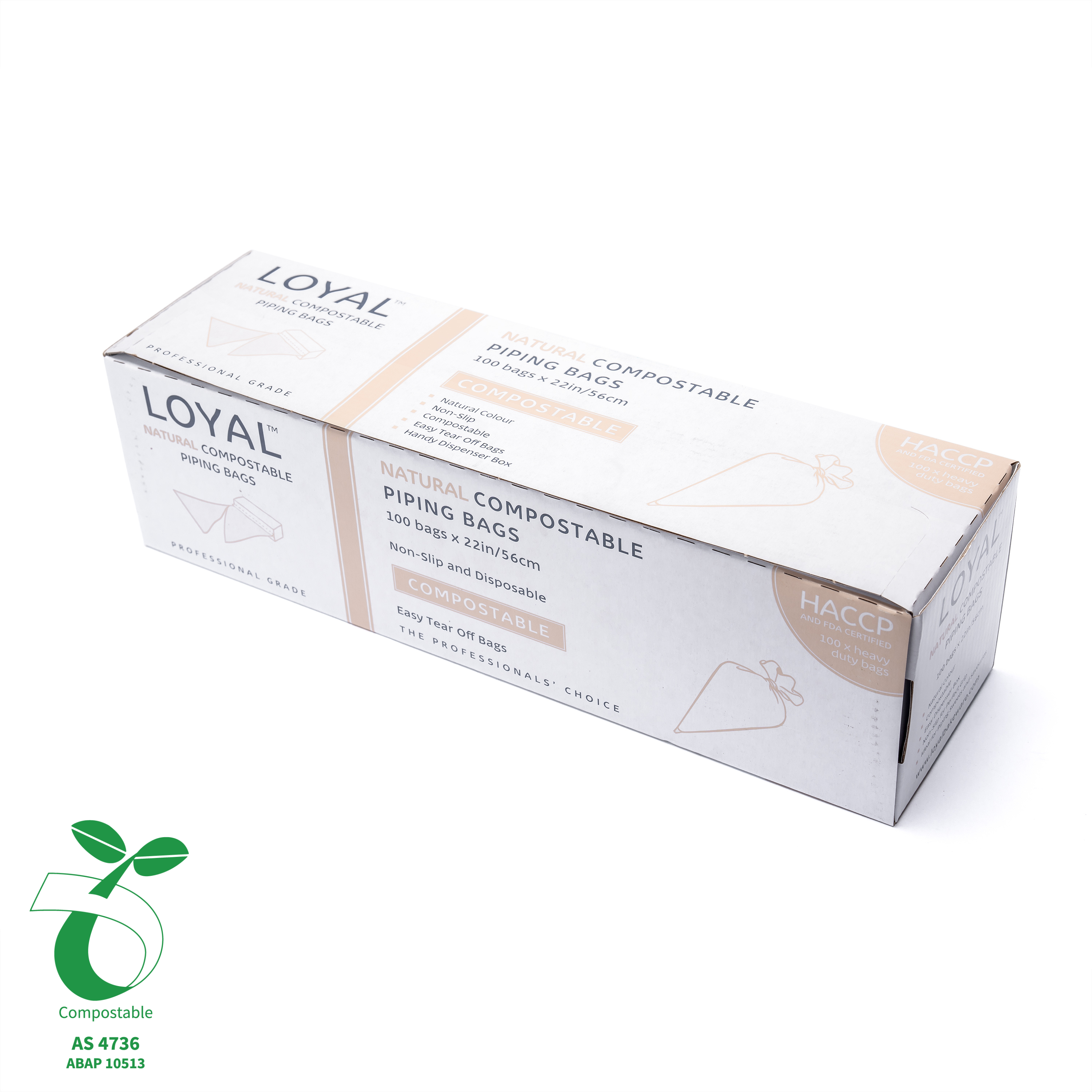 LOYAL Compostable Piping Bags Natural 22 Inch 100 Piece