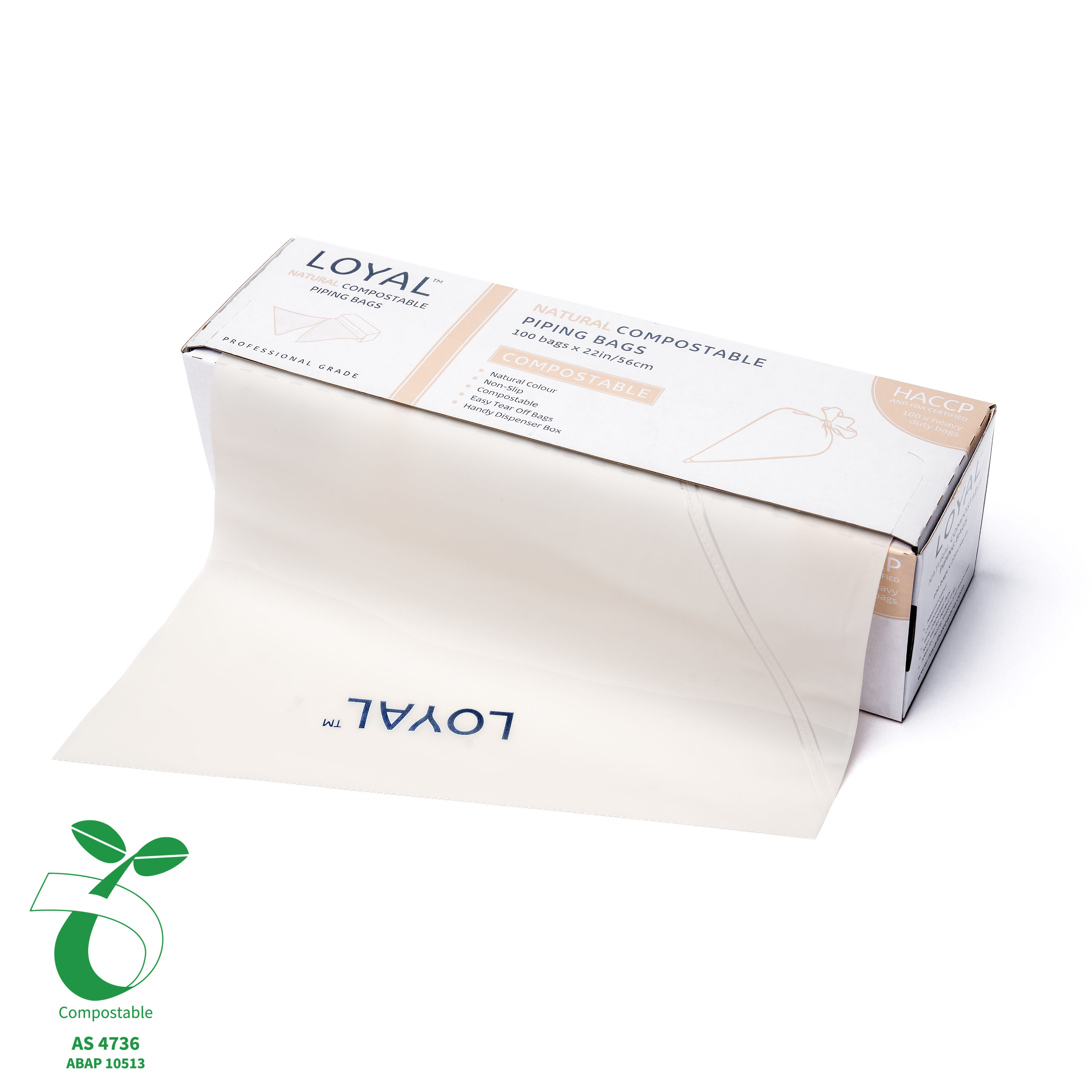LOYAL Compostable Piping Bags Natural 22 Inch 100 Piece