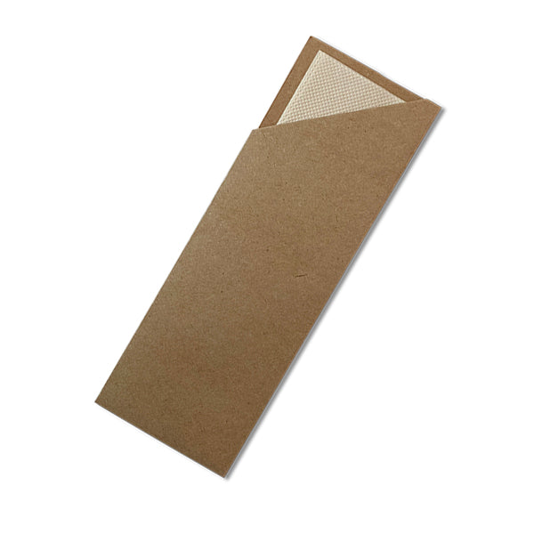 ecoware Kraft Cutlery Pouch with Bamboo Napkin (Carton of 1000)