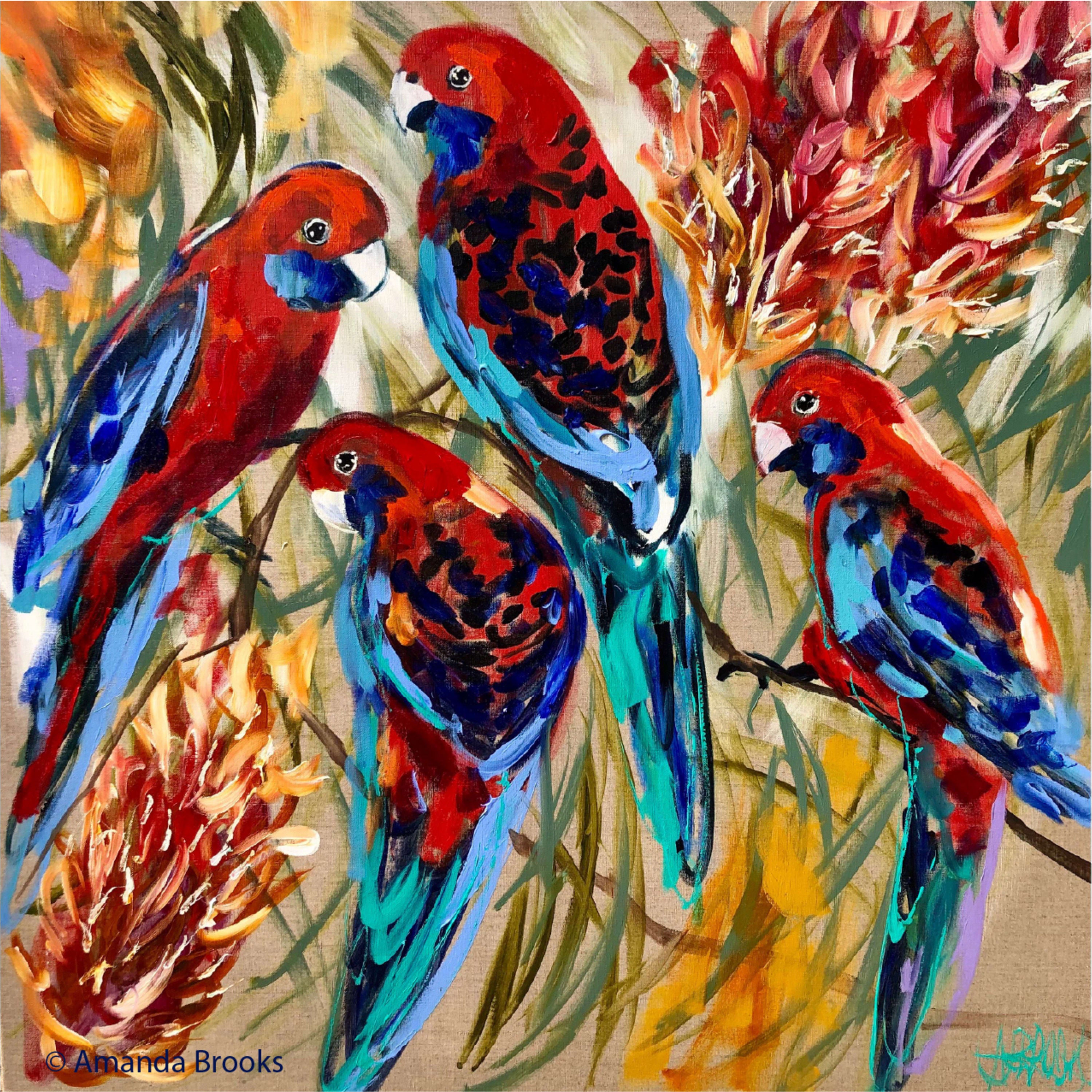 Lilli Rock Crimson Rosellas Coaster
