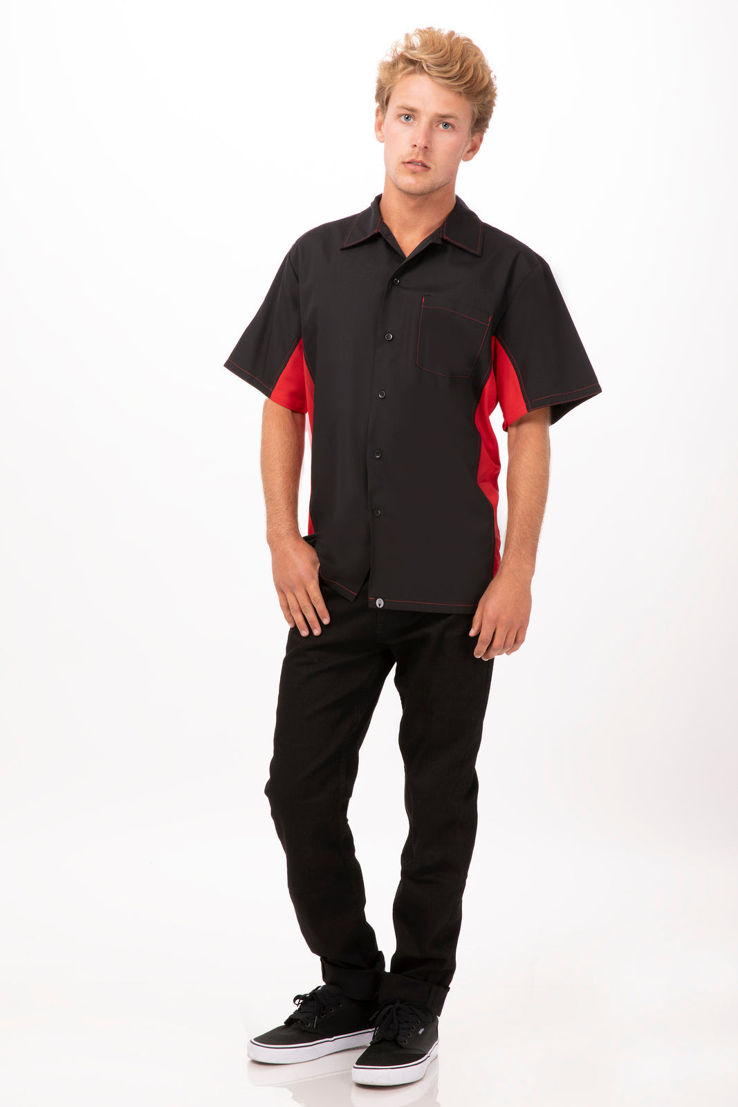 Chef Works Universal Contrast Men's Shirt - Red