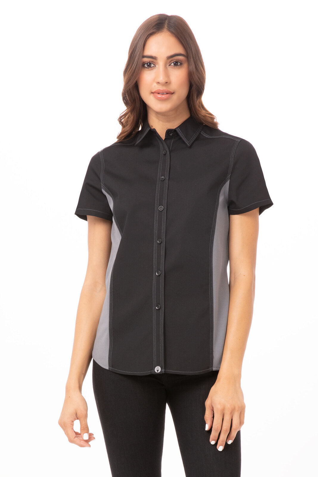 Chef Works Universal Women's Contrast Shirt - Grey