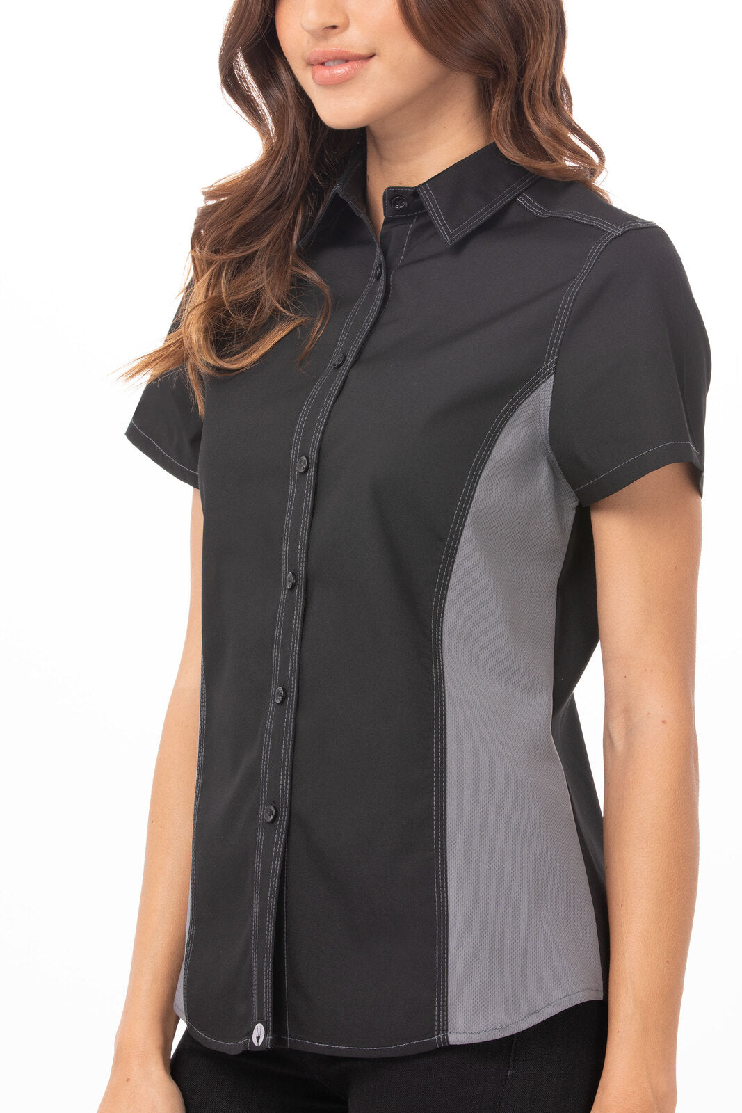 Chef Works Universal Women's Contrast Shirt - Grey