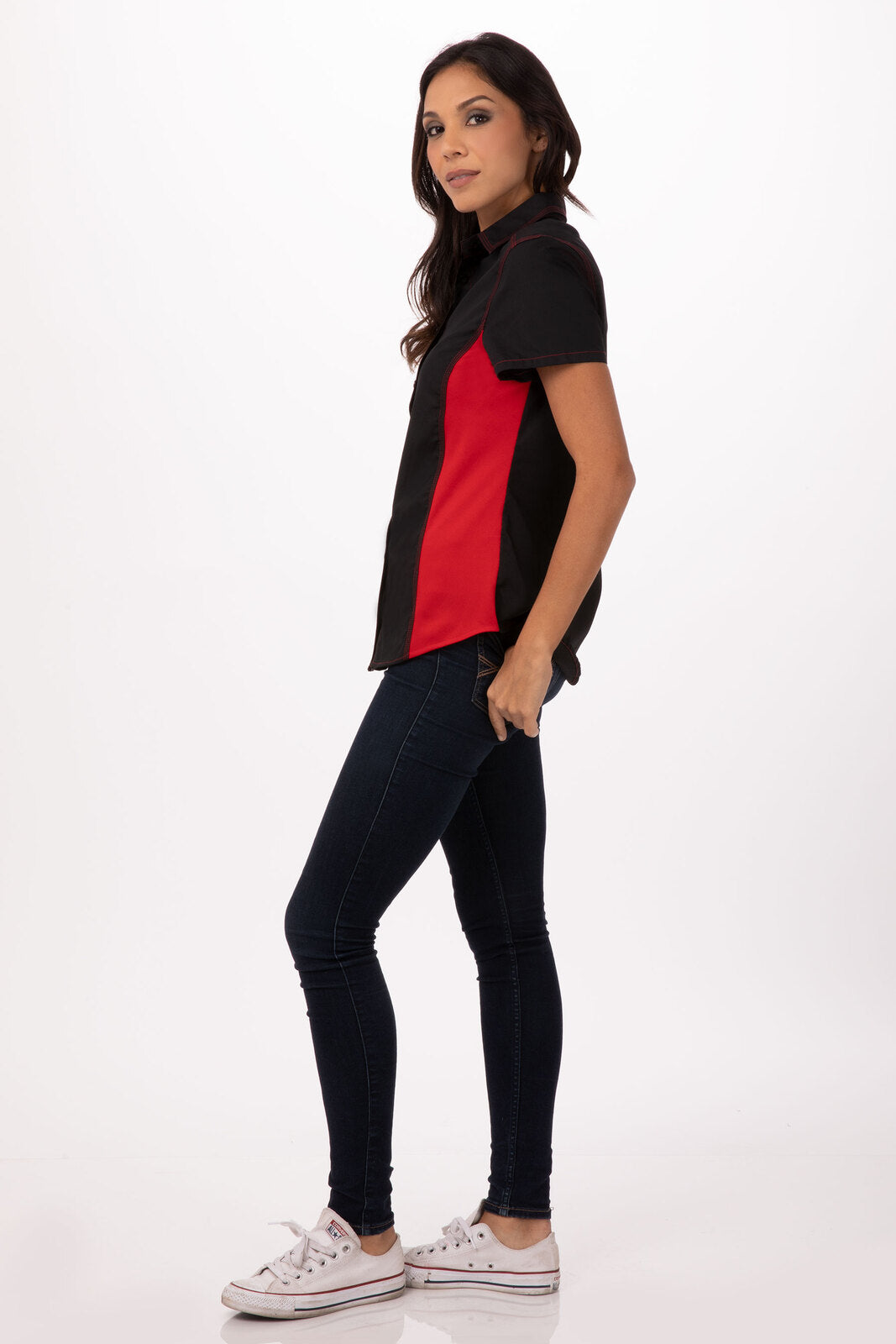 Chef Works Universal Women's Contrast Shirt - Red