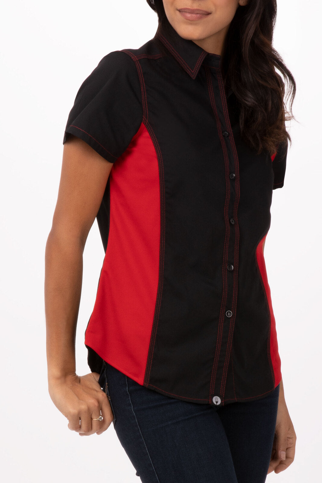 Chef Works Universal Women's Contrast Shirt - Red