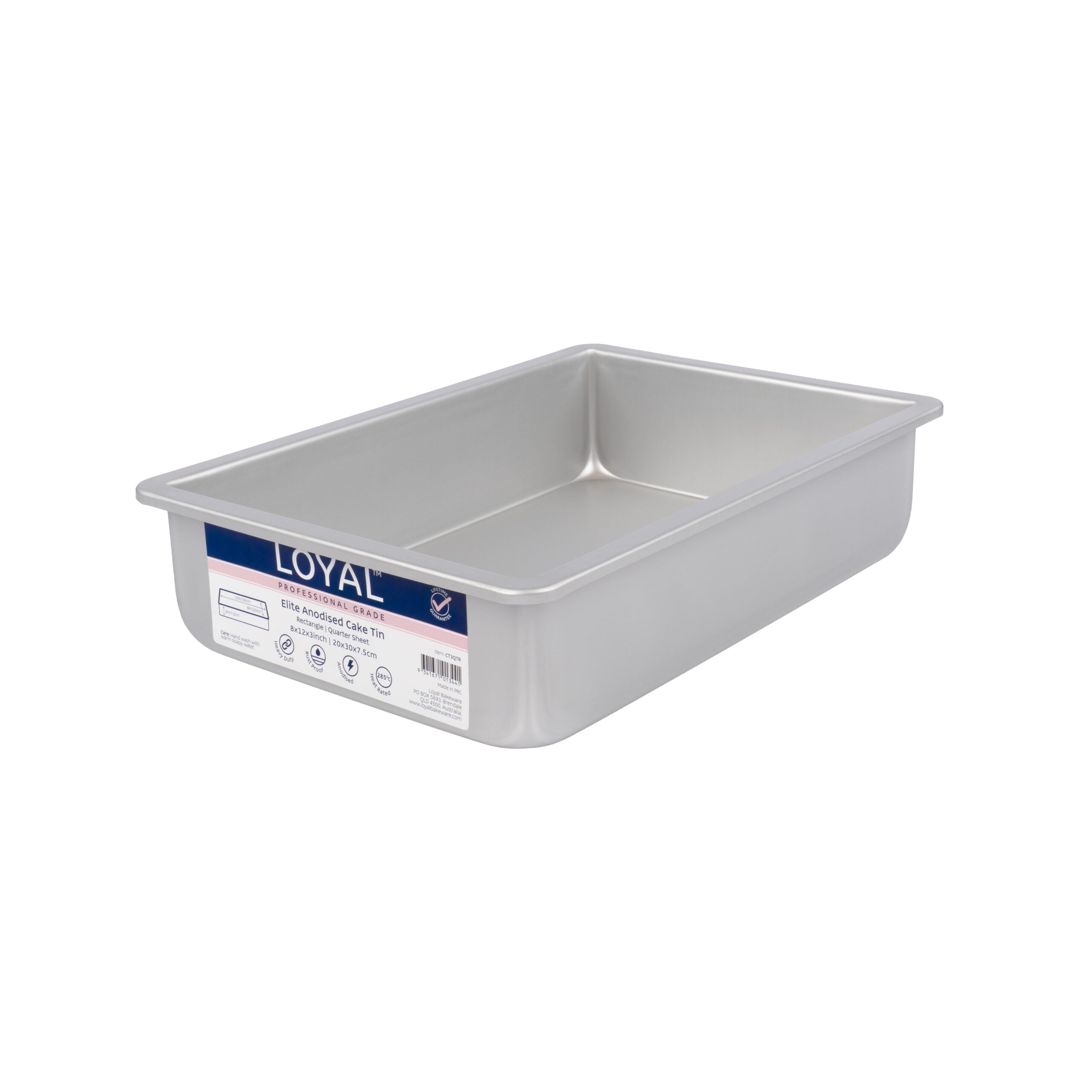 LOYAL Elite Anodised Quarter Slab Cake Tin 8 x 12 x 3 Inch