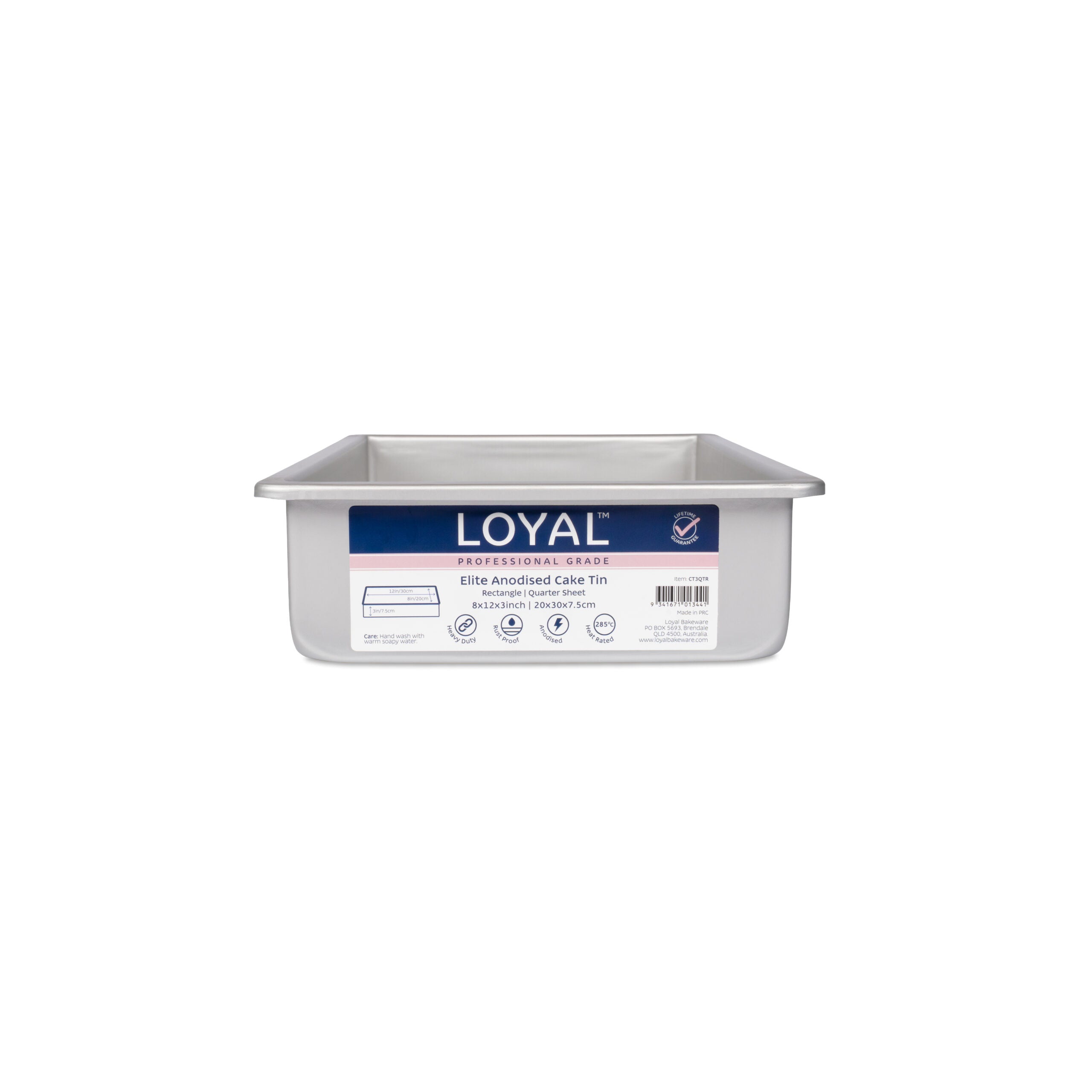 LOYAL Elite Anodised Quarter Slab Cake Tin 8 x 12 x 3 Inch