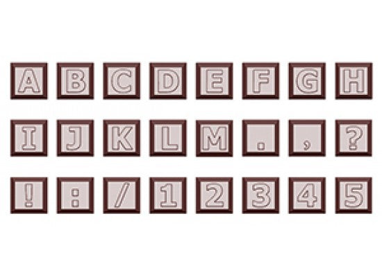 Chocolate World Alphabet Chocolate Mould Square A–M & 1–5