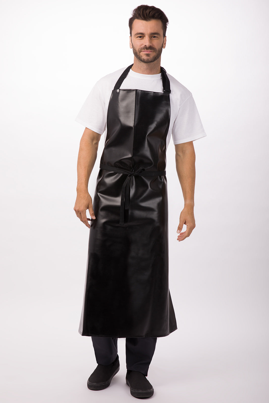 Chef Works Long PVC Bib Apron - Black