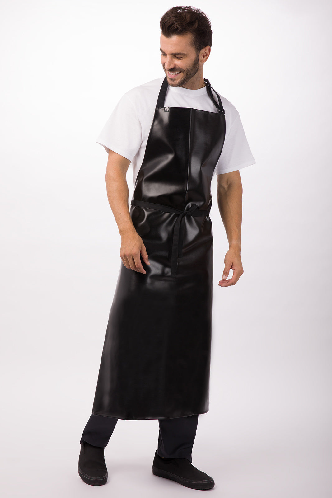 Chef Works Long PVC Bib Apron - Black