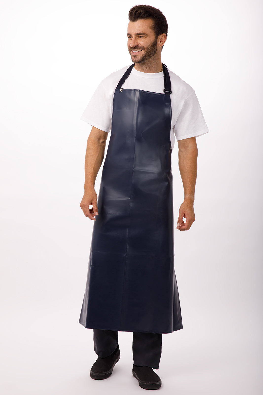 Chef Works Long PVC Bib Apron - Navy
