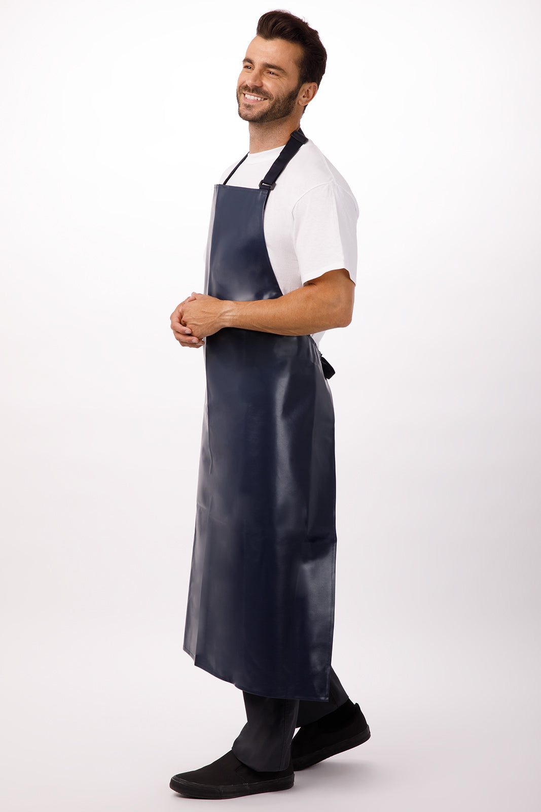 Chef Works Long PVC Bib Apron - Navy