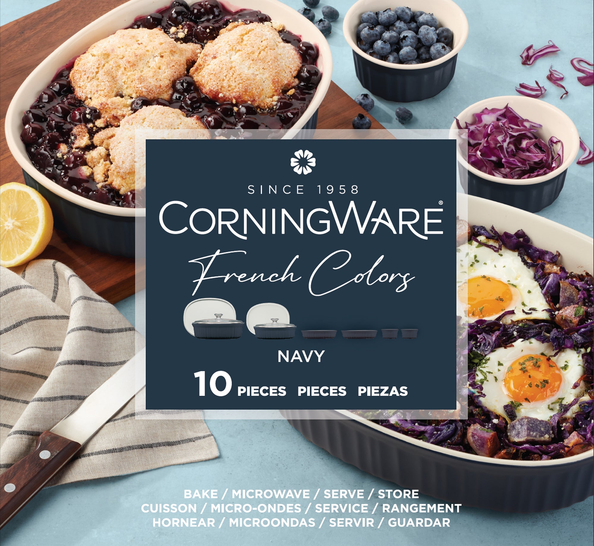 Corningware French Colors 10 Piece Set - Navy