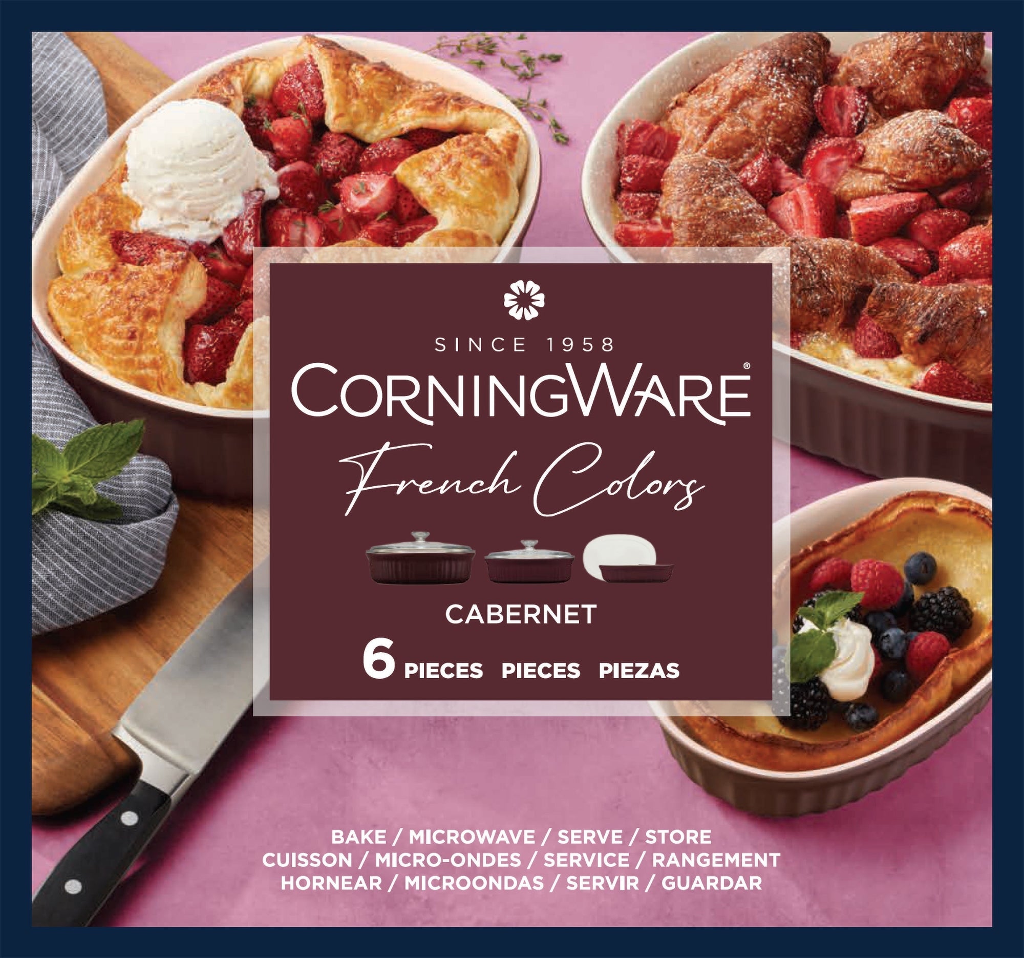 Corningware French Colors 6 Piece Set - Cabernet