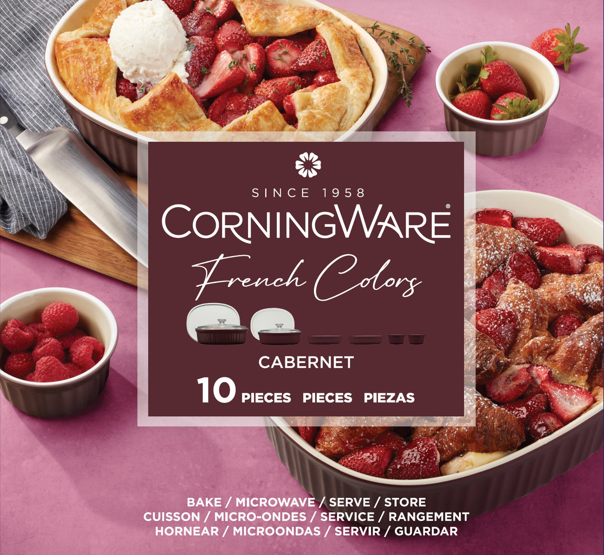 Corningware French Colors 10 Piece Set - Cabernet