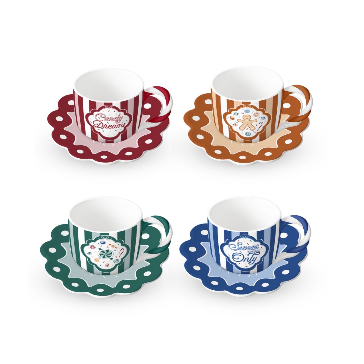 Bialetti Candyland Espresso Cup & Saucer Set - 4 Piece