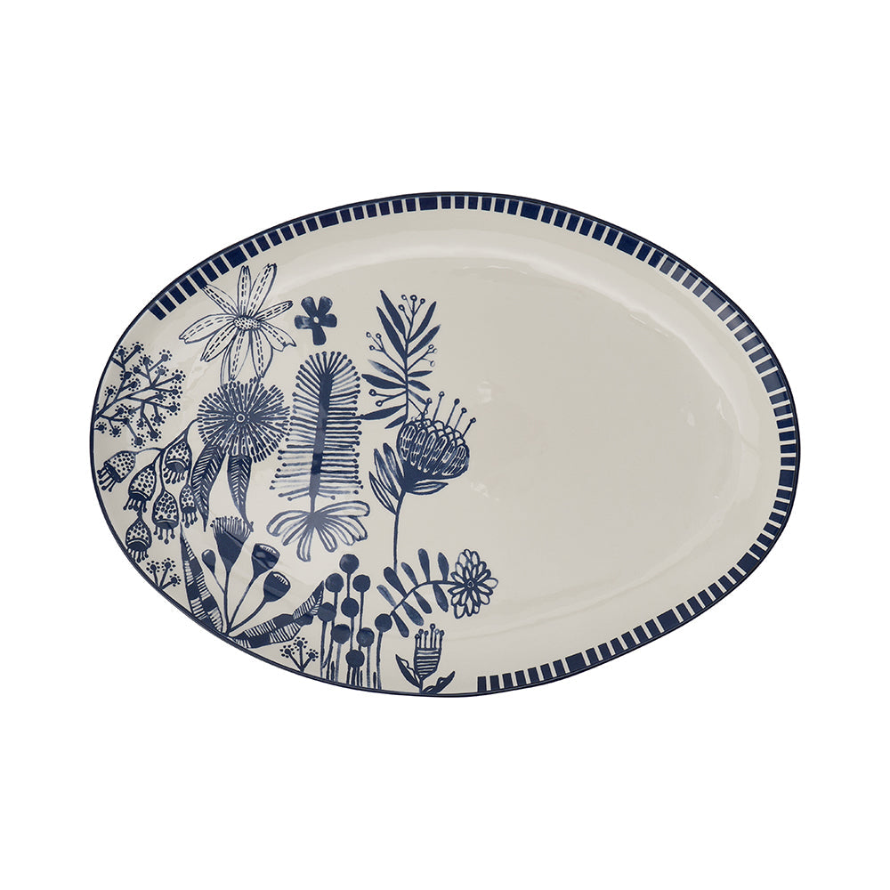 Annabel Trends Ceramic Platter Navy Natives