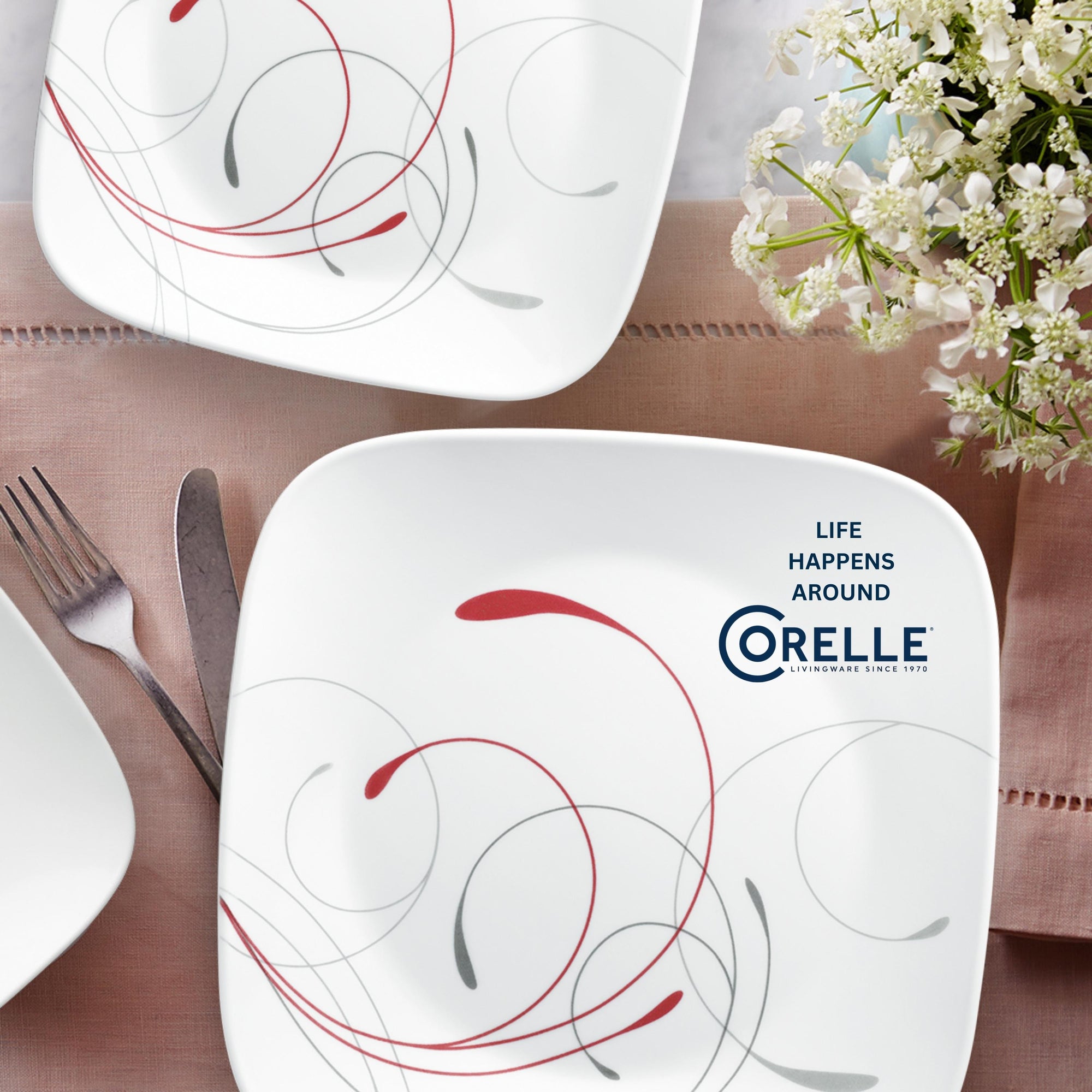 Corelle Splendor 12 Piece Dinner Square Set