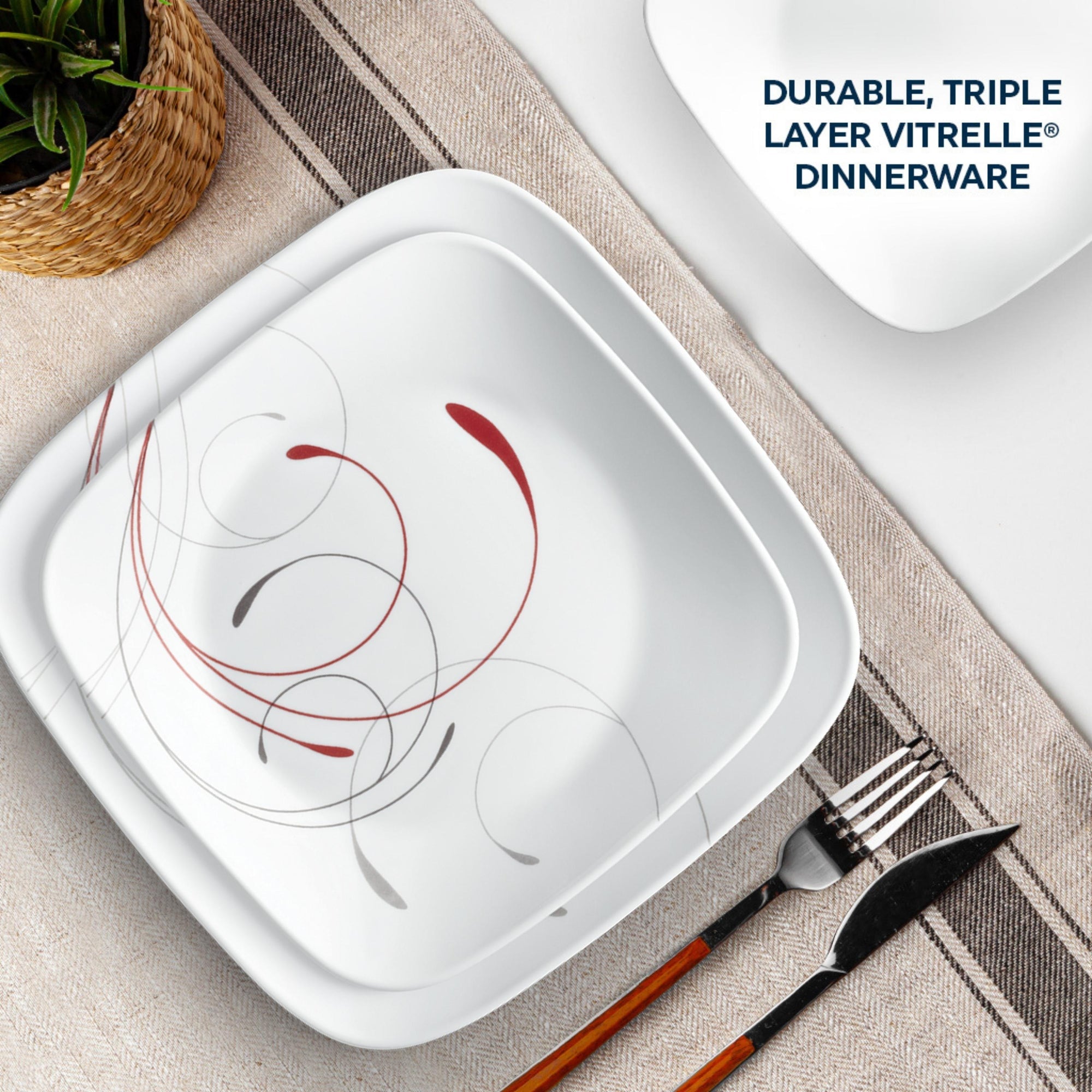 Corelle Splendor 12 Piece Dinner Square Set