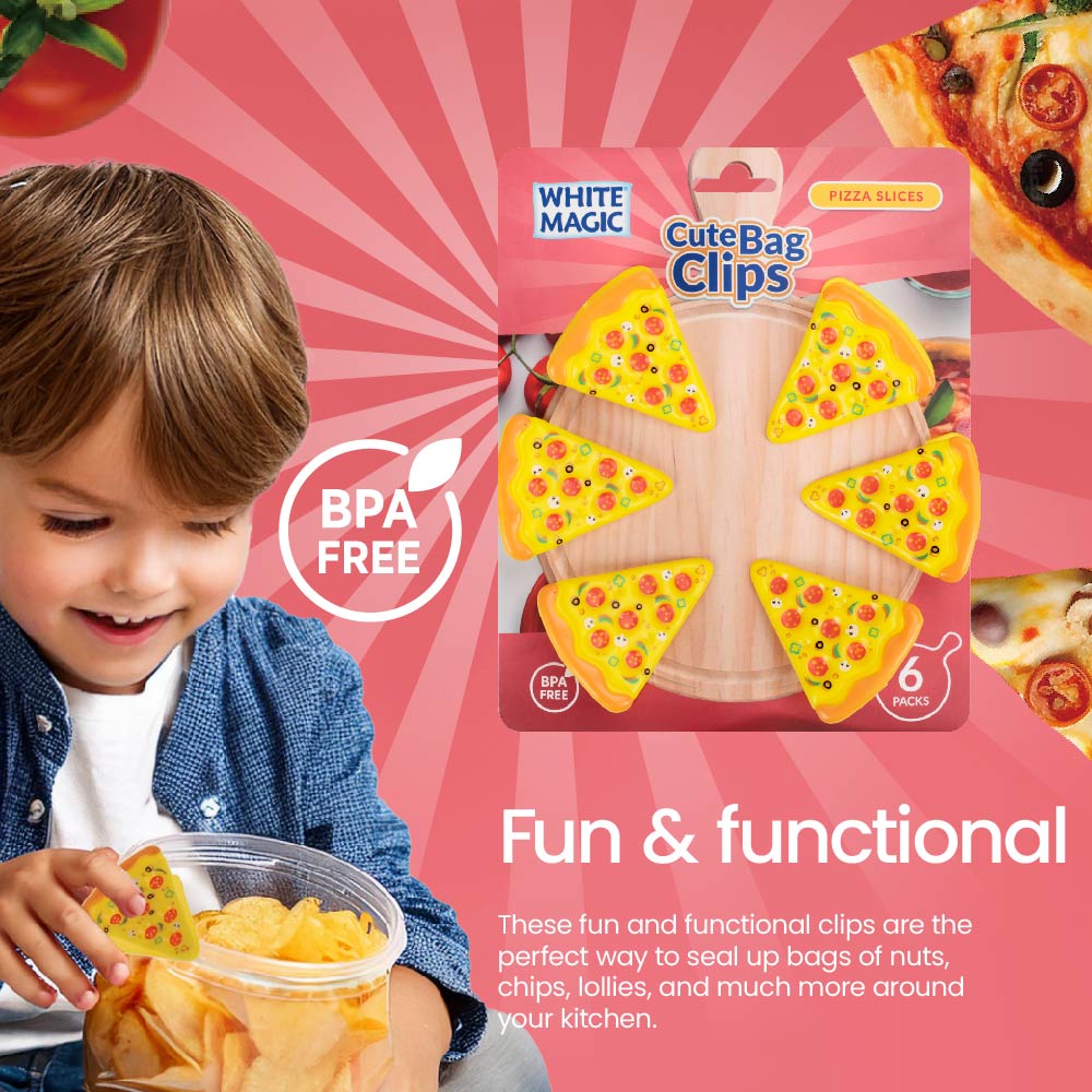 Cute Bag Clips 6 Pack - Pizza Slices