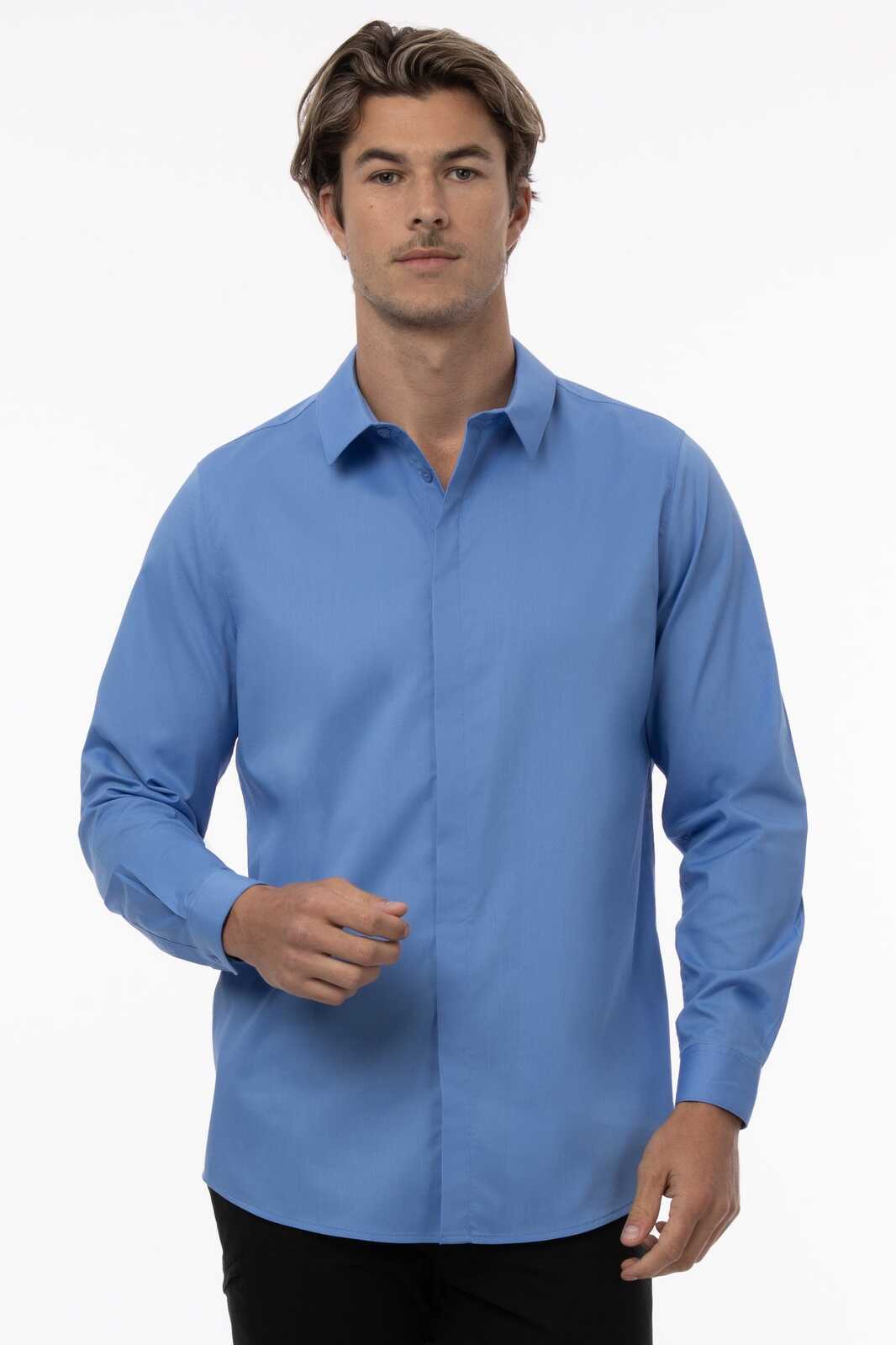 Chef Works Premium Formal Men's Dress Shirt - French Blue