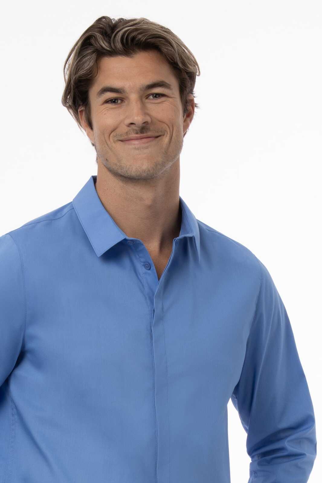 Chef Works Premium Formal Men's Dress Shirt - French Blue