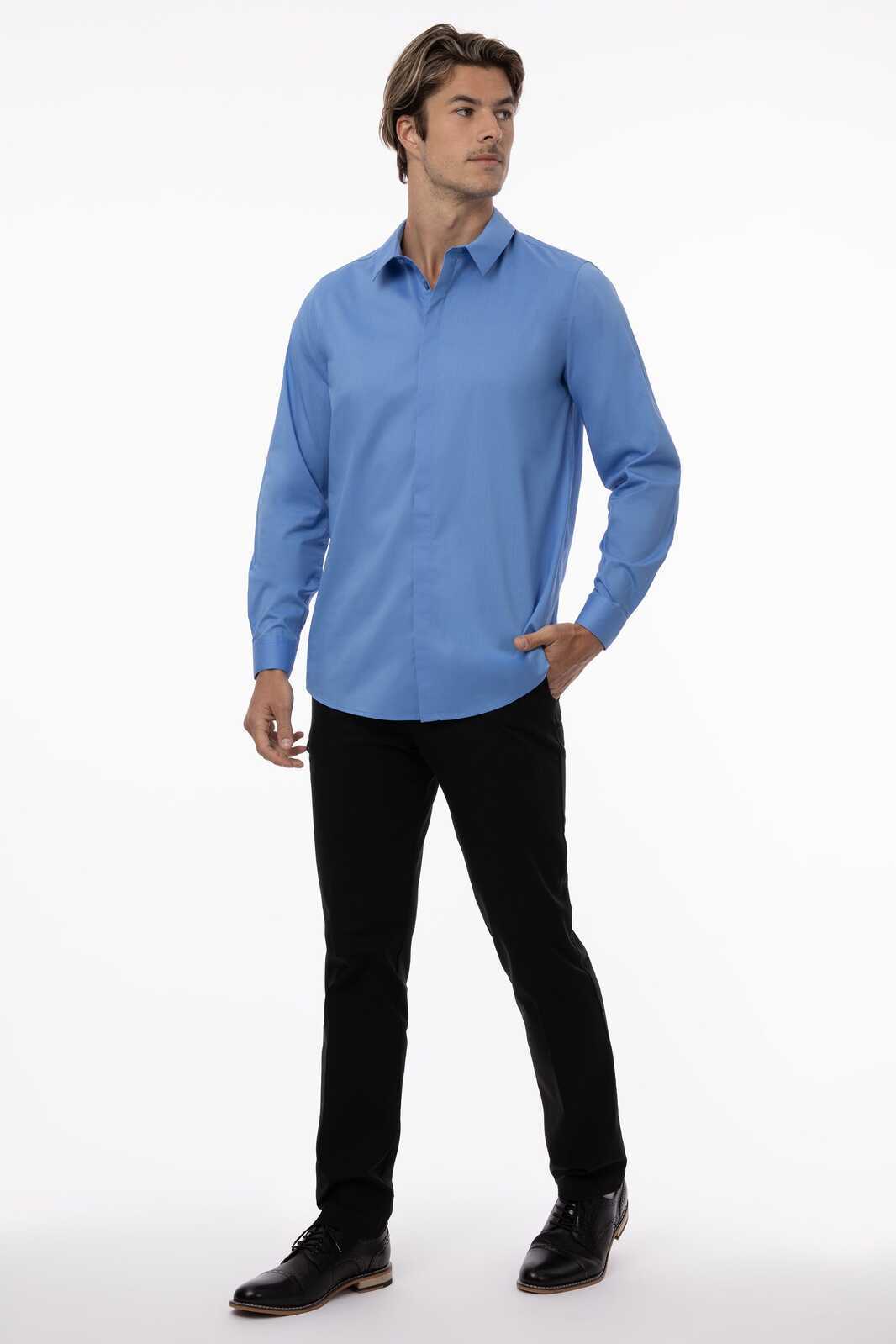 Chef Works Premium Formal Men's Dress Shirt - French Blue