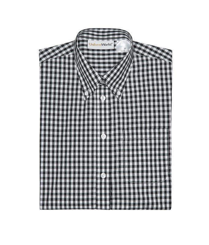 Chef Works Gingham Men's Dress Shirt- - Black