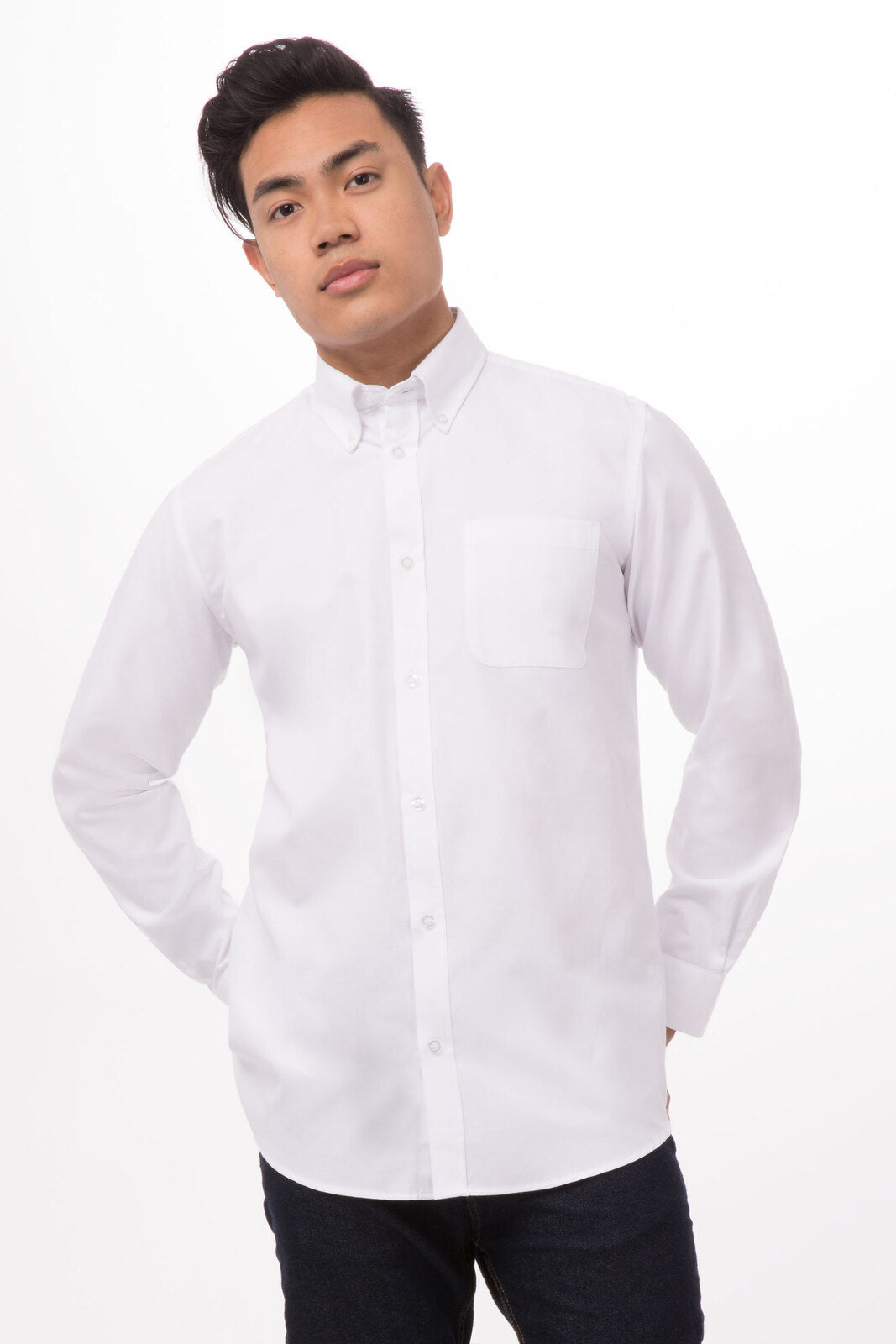 Chef Works Oxford Men's Dress Shirt- White - White