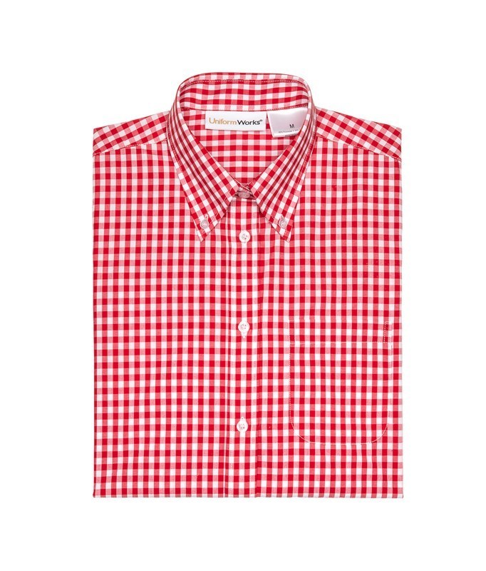 Chef Works Gingham Men's Dress Shirt- - Red