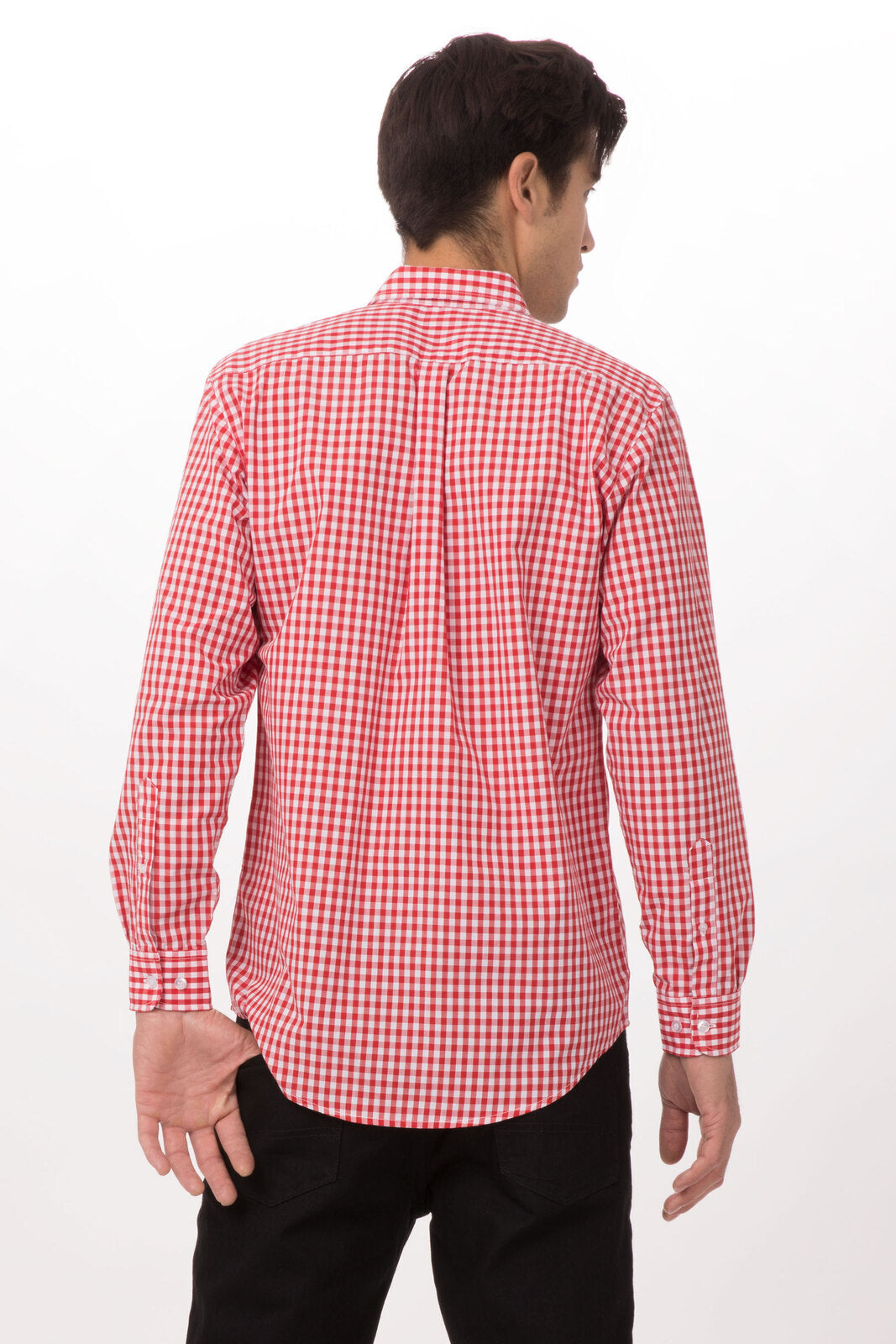 Chef Works Gingham Men's Dress Shirt- - Red