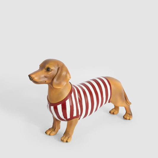 Florabelle Living Jax Dachshund Sculpture Red Stripe