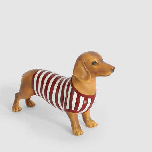 Florabelle Living Jax Dachshund Sculpture Red Stripe