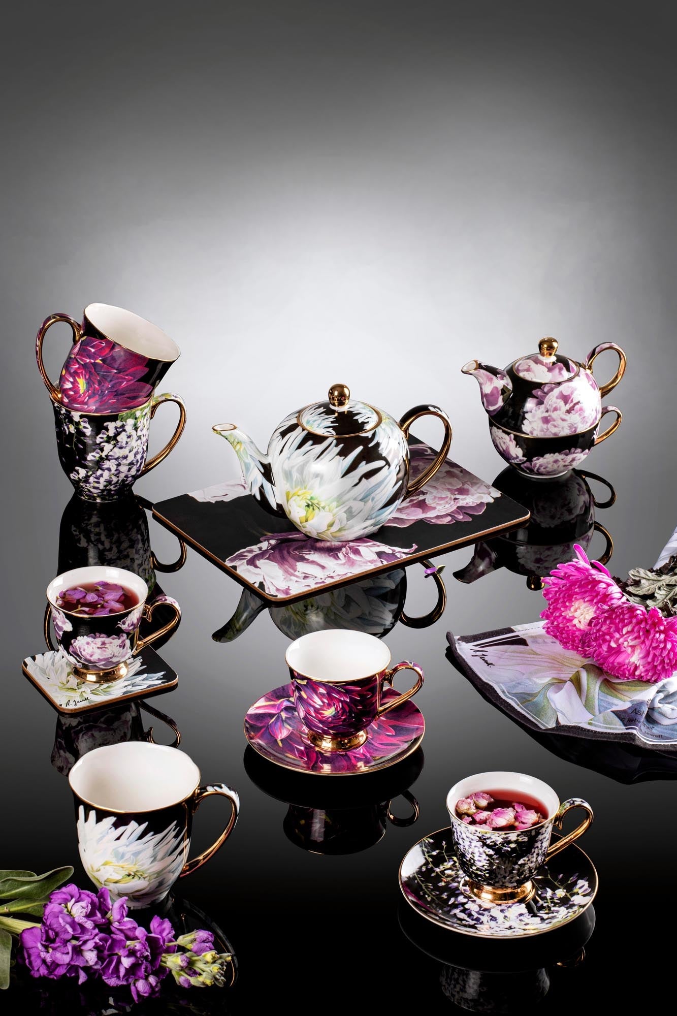 Ashdene Dark Florals Peony Surface Protector
