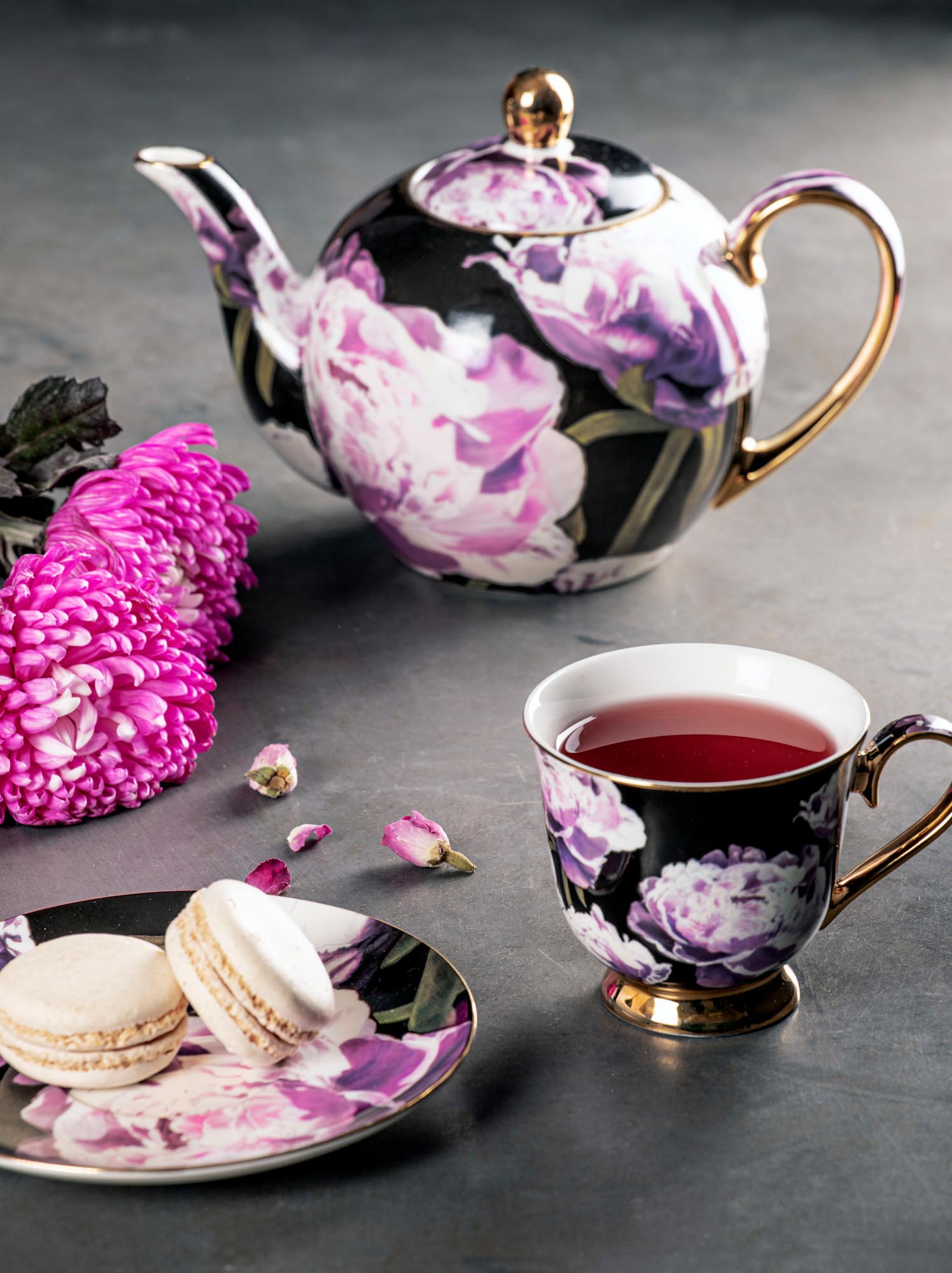 Ashdene Dark Florals Peony 1000ml Infuser Teapot