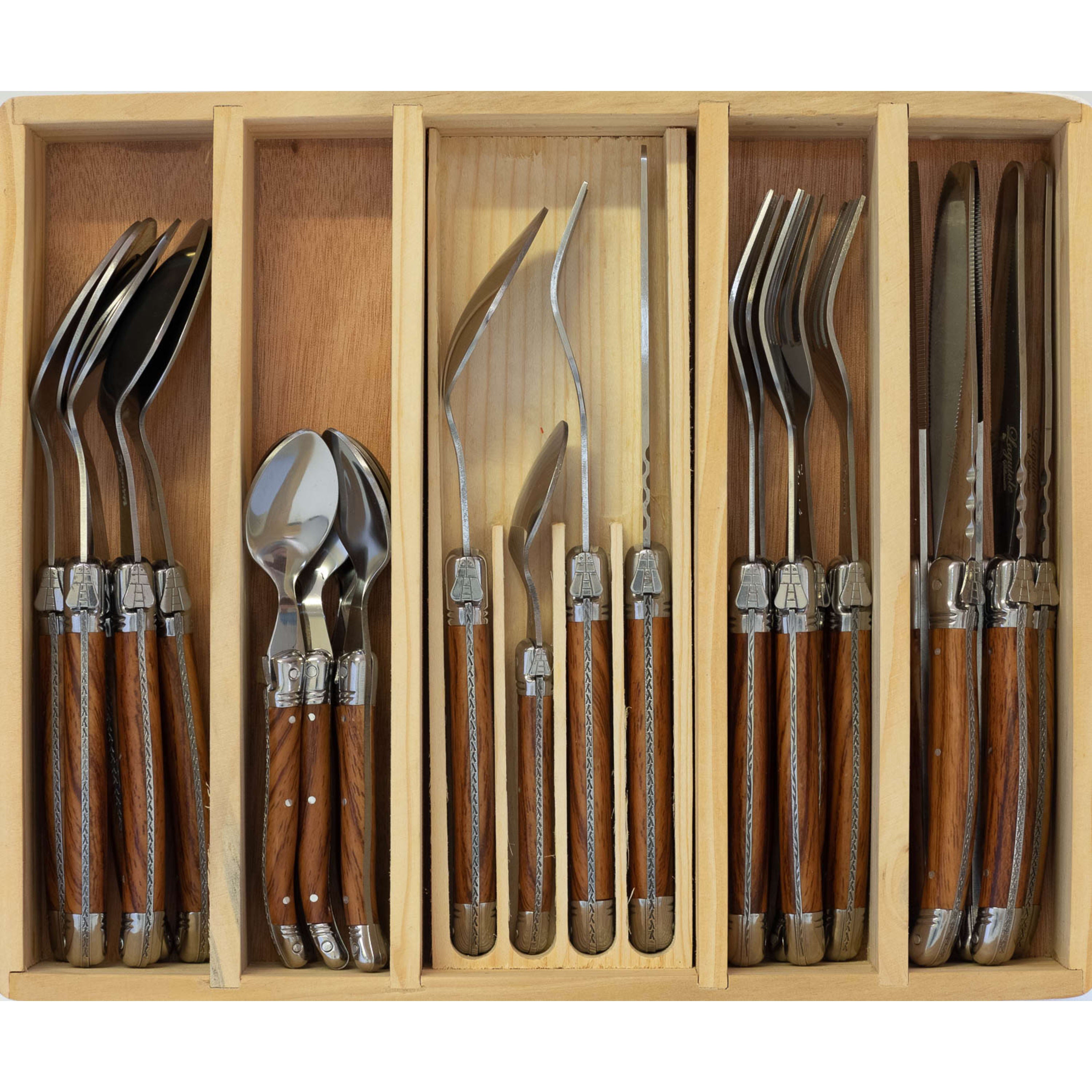 Laguiole Silhouette 24 Piece Cutlery Set - Wooden