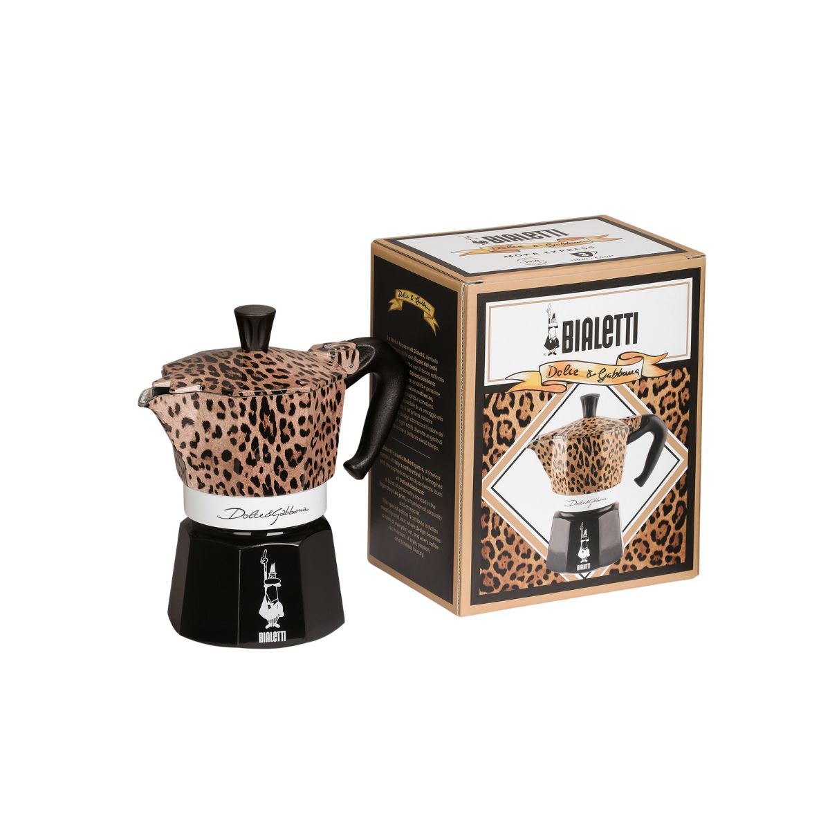 Bialetti Dolce & Gabbana Leopardo Moka Express 3 Cup (130 ml) Stovetop Coffee Maker