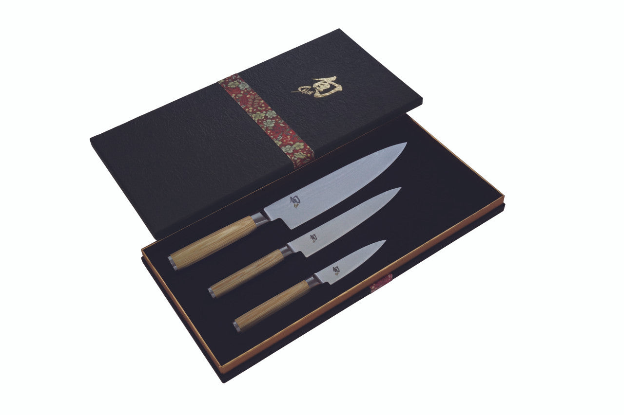 Shun Classic White 3 Piece Chefs Knife Set