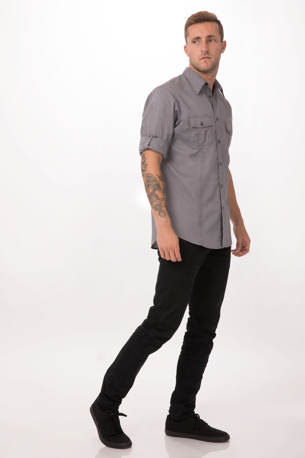 Chef Works Pilot Men's Shirt - Grey